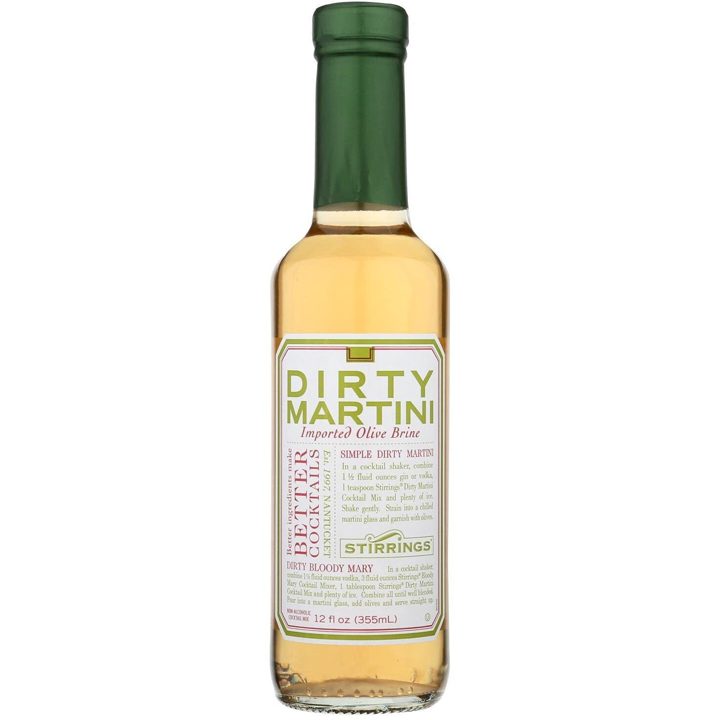 Stirrings All Natural Dirty Martini Cocktail Mixer - 12 Ounce Bottles | Pack Of (6)