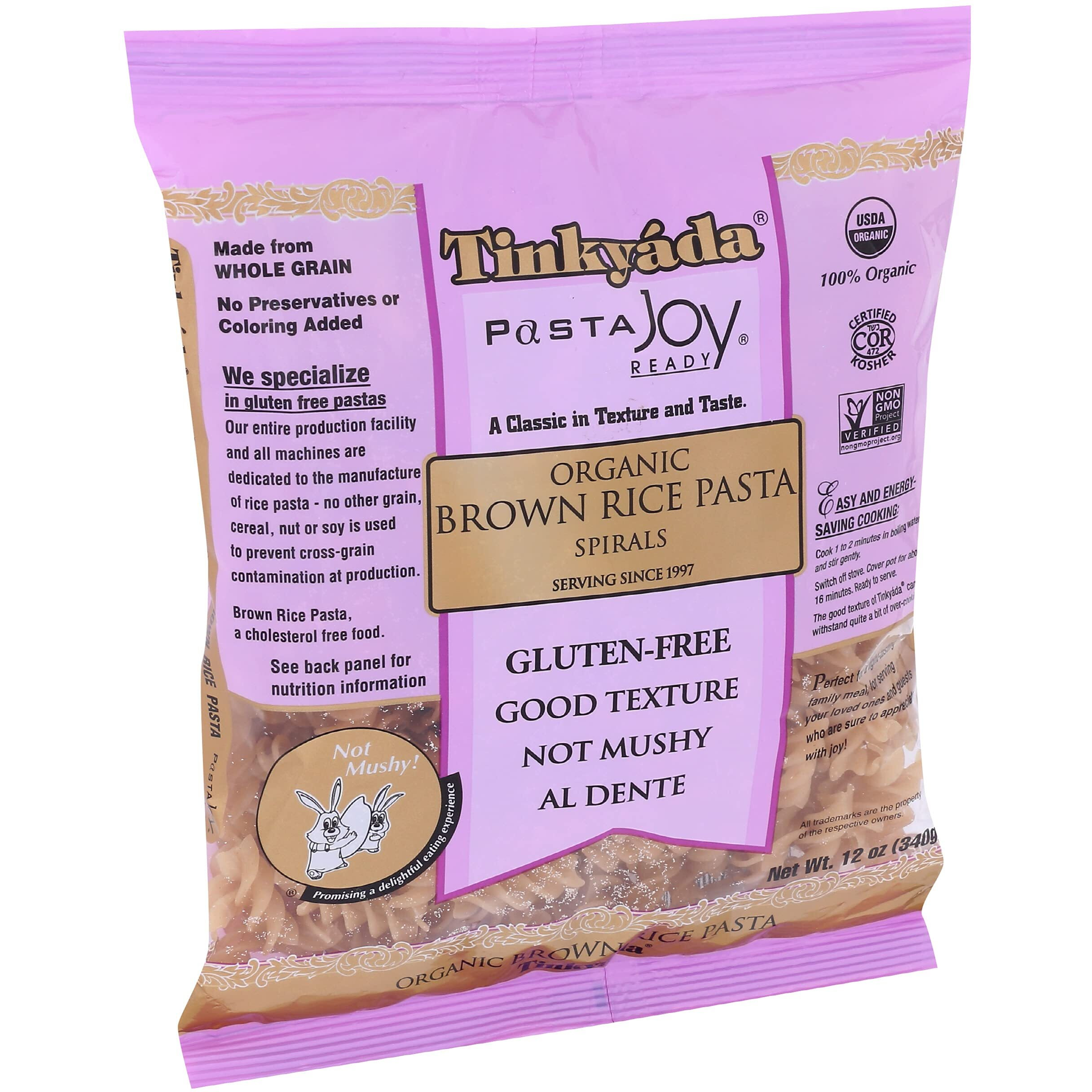 Tinkyada Gluten Free Organic Brown Rice Pasta Spirals, 12-Ounce (Pack Of 6)