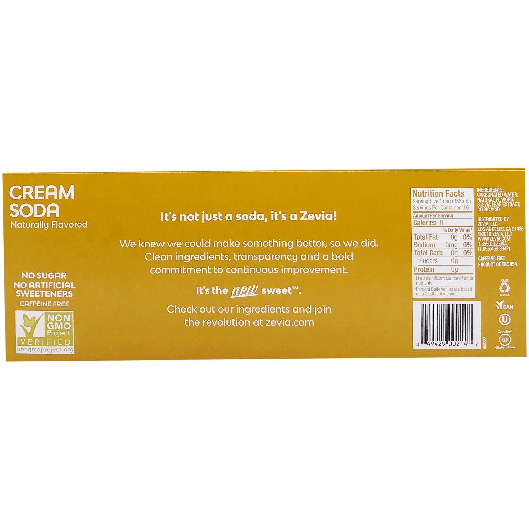 Zevia Zero Calorie Soda, Cream, 12 Fluid Ounce