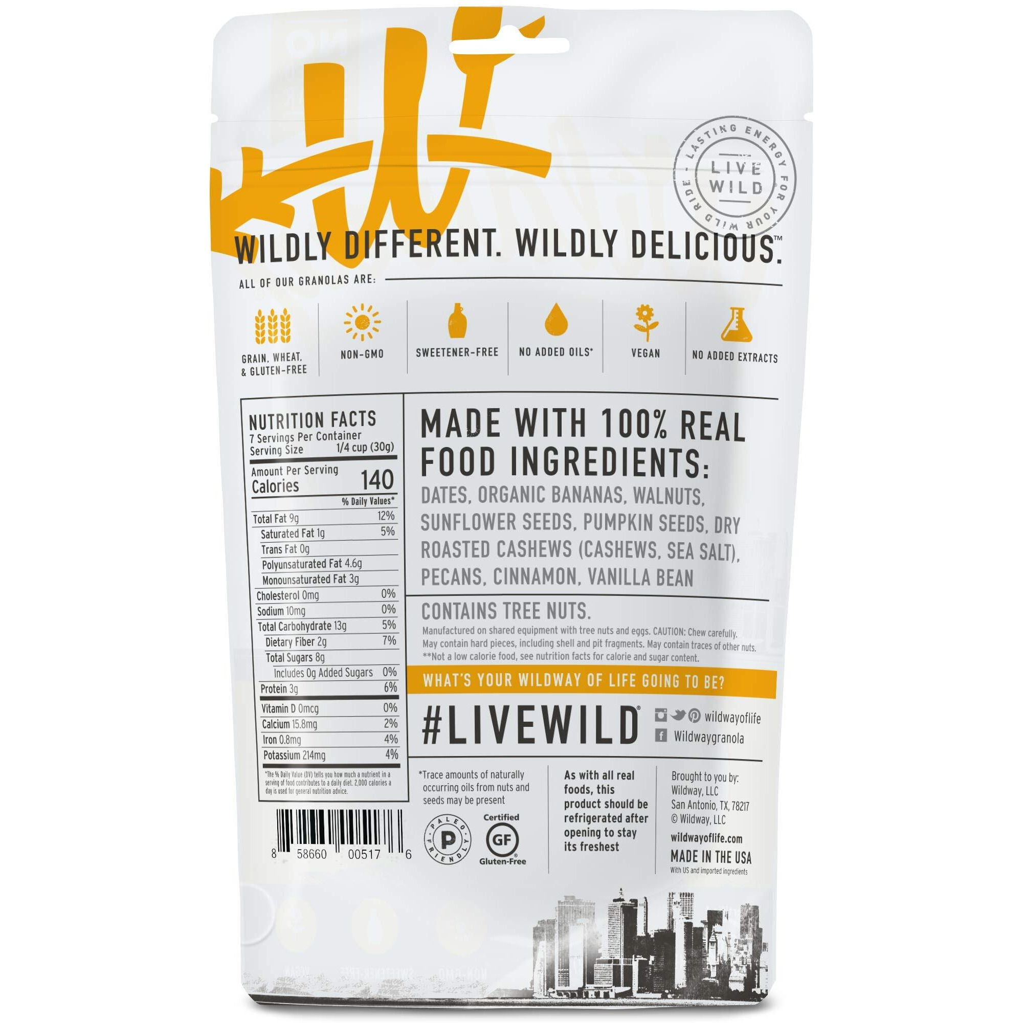 Wildway Banana Nut Keto Granola | Grain-Free Certified Gluten-Free Cereal | Vegan, Low Carb | No Sugar Added | Paleo-Friendly | Non-Gmo Fruit & Nut Clusters | Nutrient-Rich Snack, 8Oz, 3 Pack