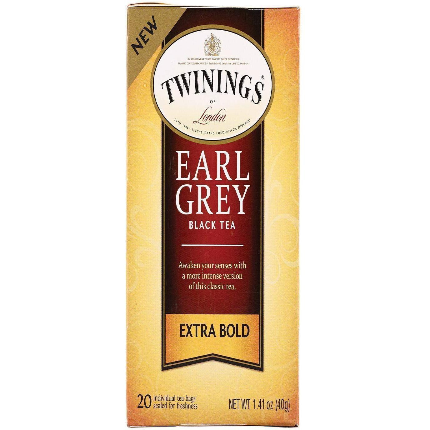 Twinings Of London Extra Bold Earl Grey Black Tea, 20 Count (Pack Of 6)