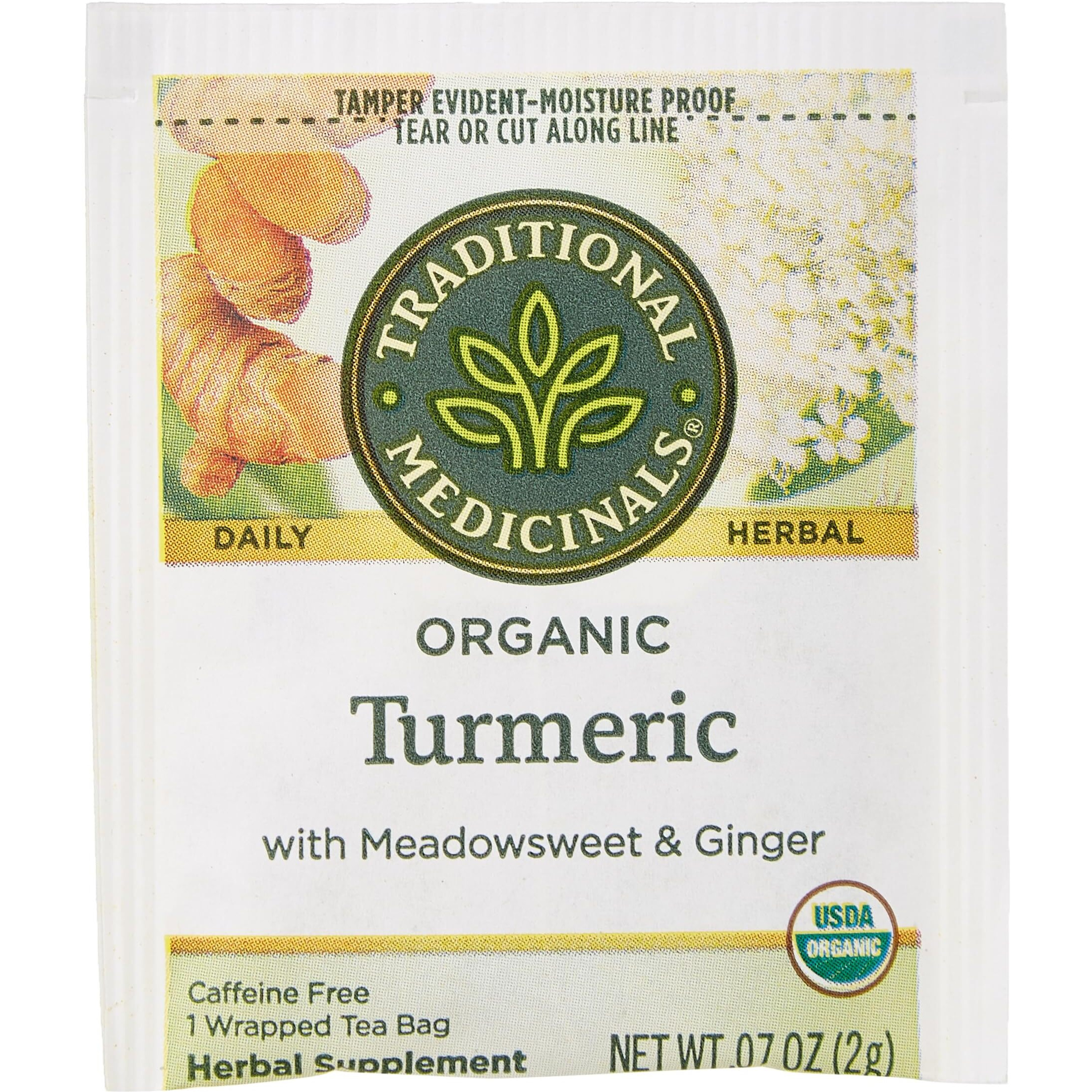 Traditional Medicinals Organic Turmeric W/ Meadowsweet & Ginger Herbal. Tea, 16 Tea Bags