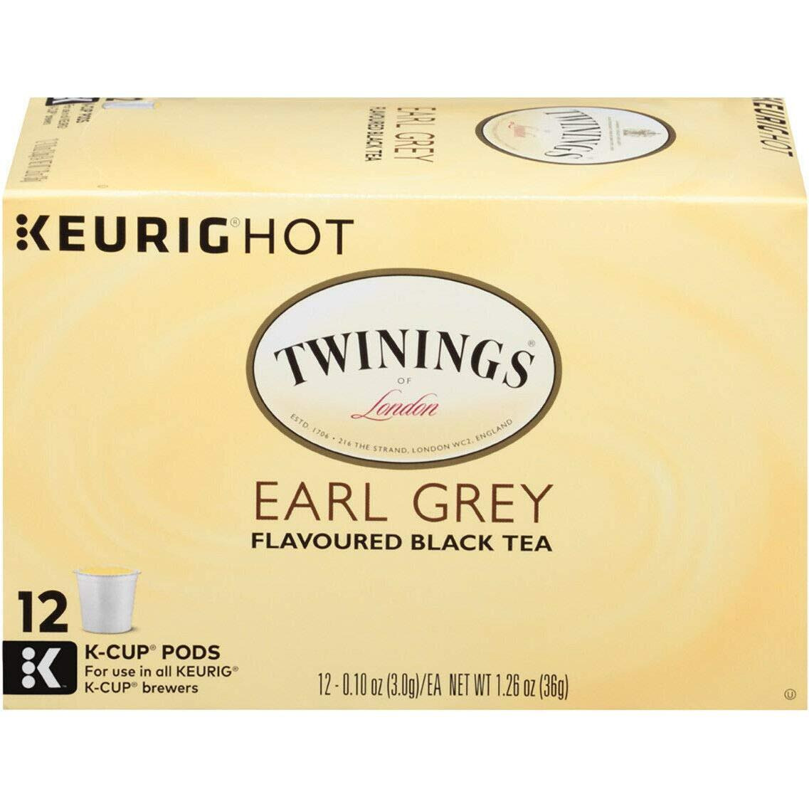 Twinings Of London Earl Grey Flavoured Black Tea Single Serve Capsules For Keurig K-Cup Pod Brewers, 12 Count (Pack Of 2)