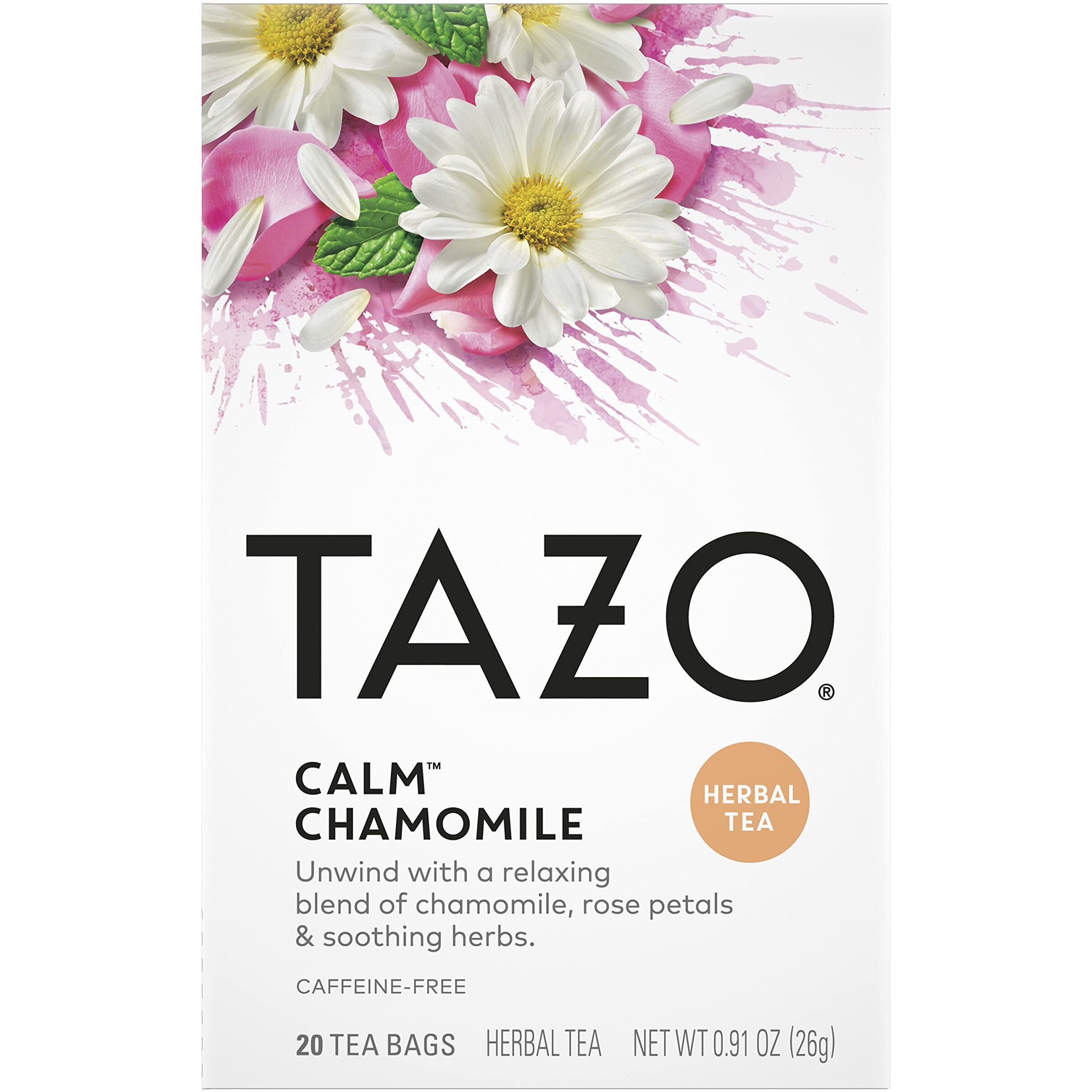 Tazo Herbal Infusion Tea-Calm Chamomile (Decaf), 20 Filter Bags