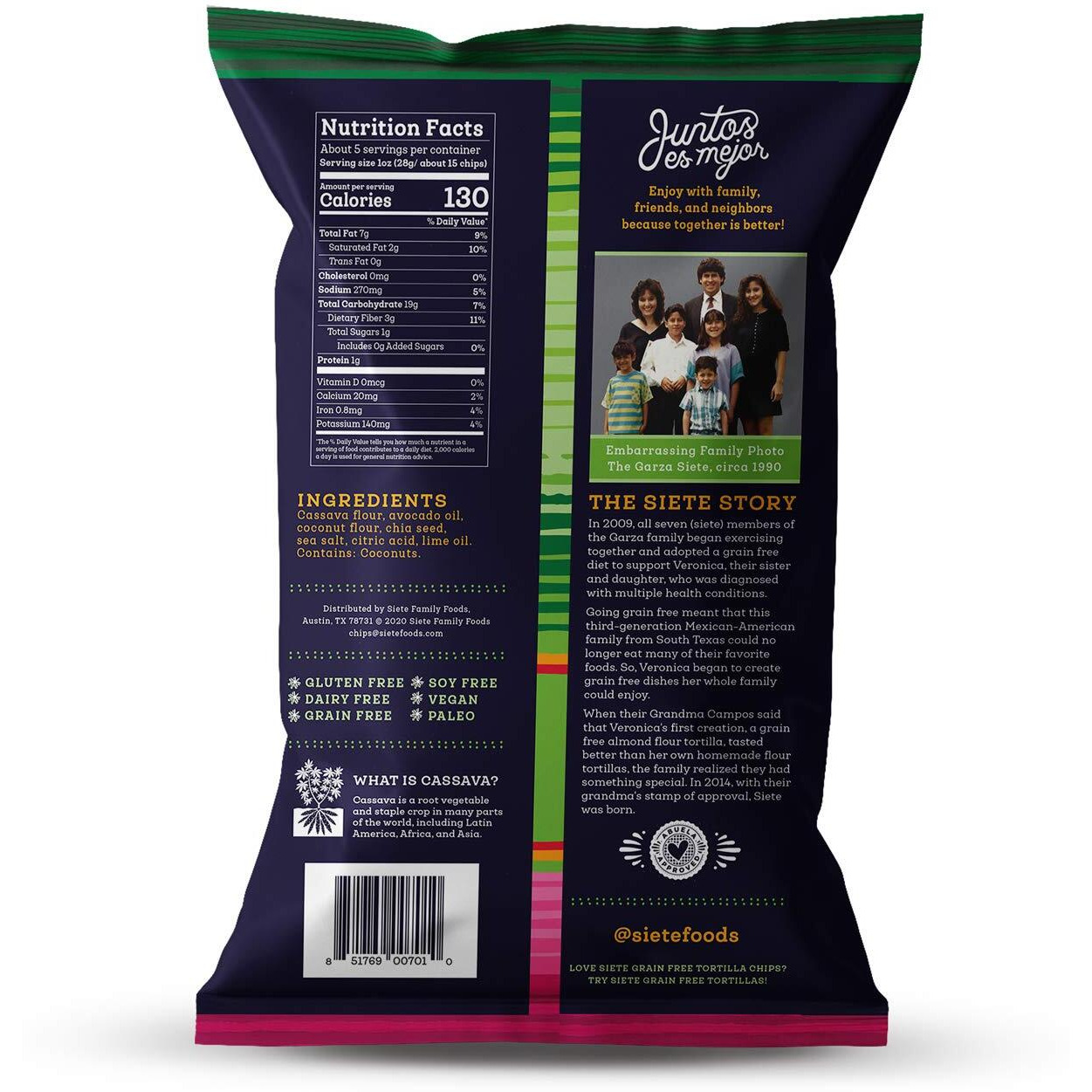 Siete Grain Free Tortilla Chips | Gluten Free Chips | Paleo & Vegan Snacks | Non Gmo | Lime, 5 Ounce (Pack Of 12)