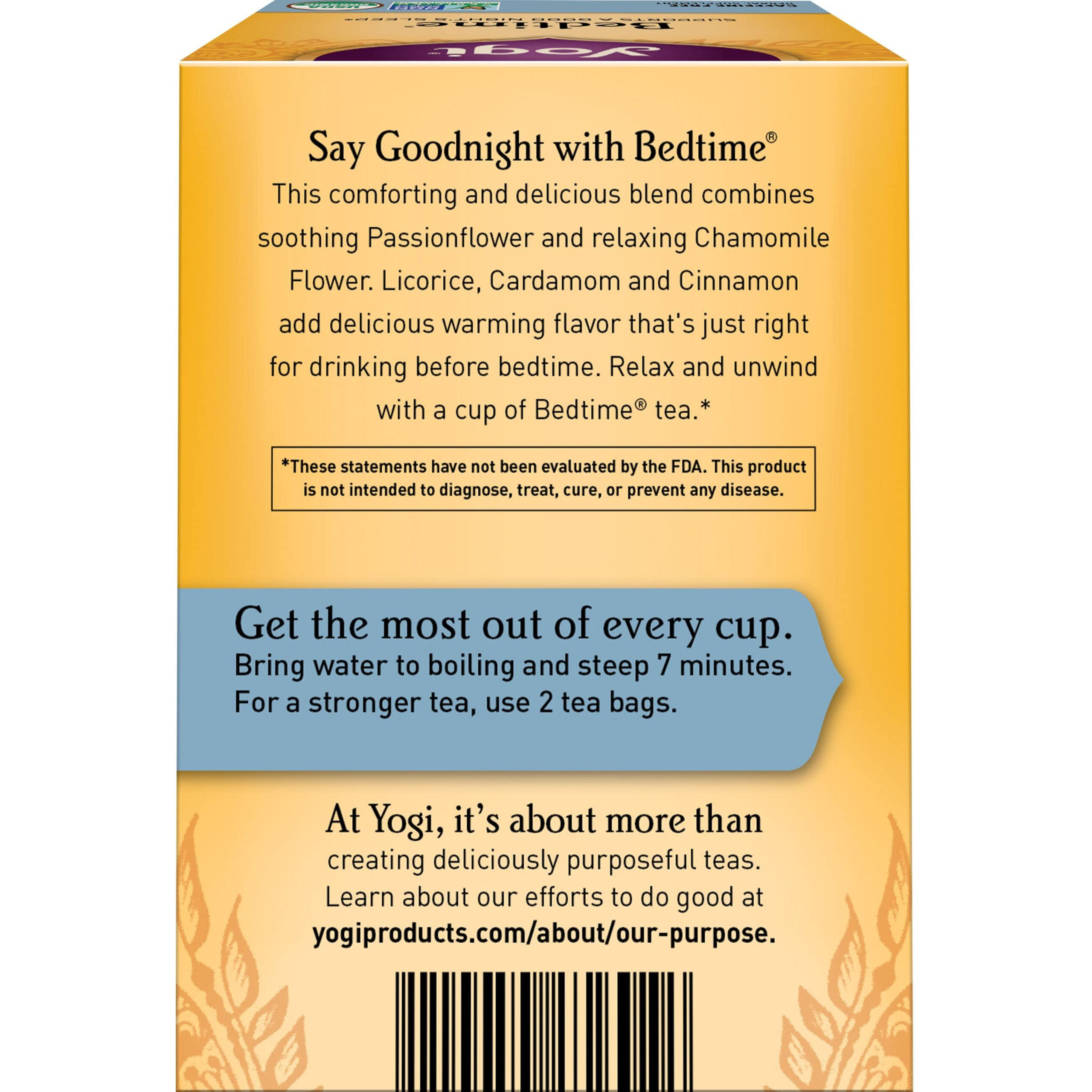 Yogi Tea - Bedtime (6 Pack) - Supports A Good Nights Sleep - Tea With Passionflower, Chamomile, Valerian Root, And Lavender - 96 Organic Herbal Tea Bags