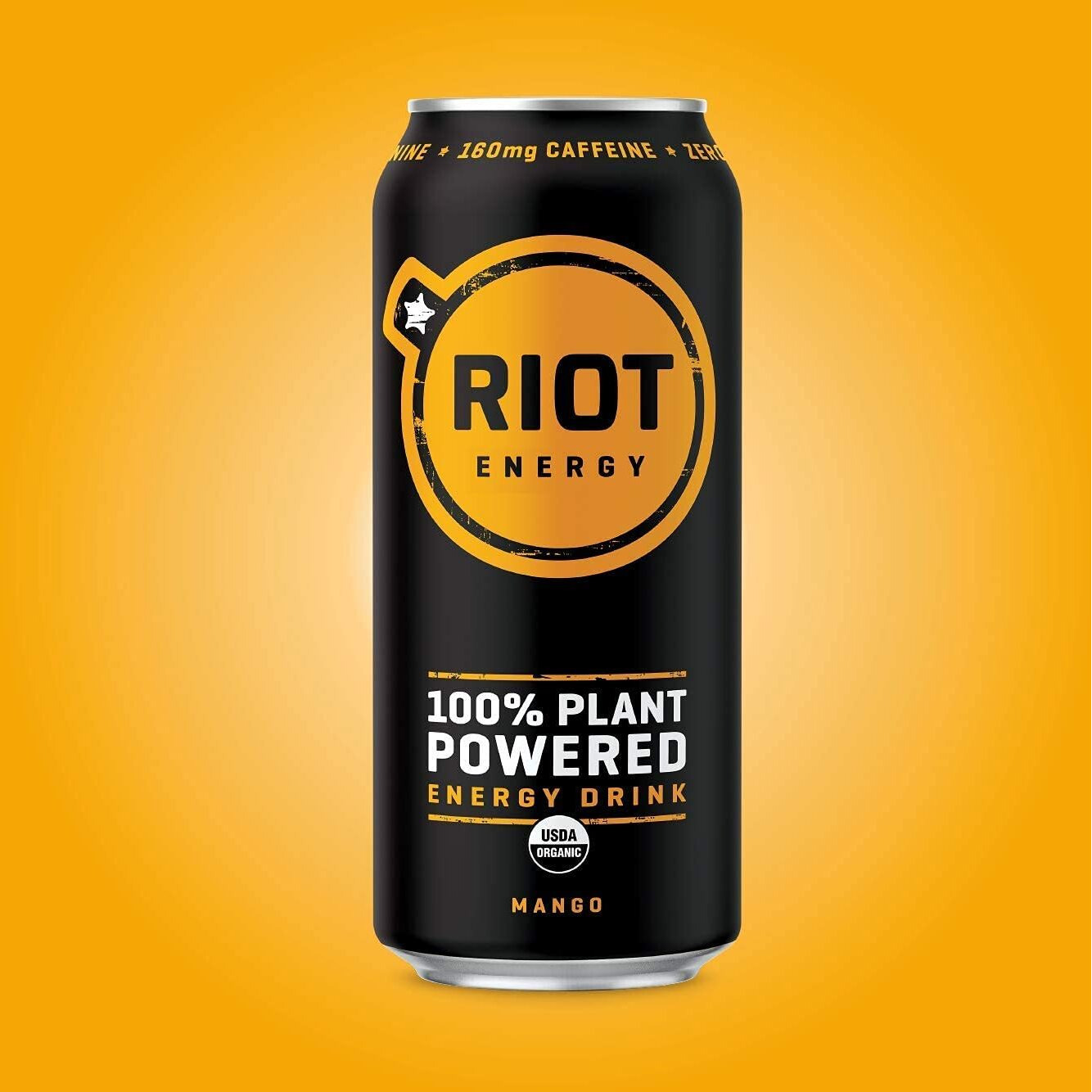Riot Energy 100% Plant Powered Energy Drink (Mango Riot) Keto-Friendly, Organic, No Added Sugar (16Oz, Pack Of 12)