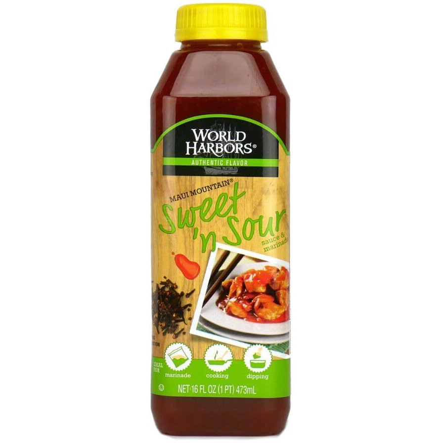 World Harbors Maui Sweet And Sour Sauce - Hawaii Style Perfect For Dipping, Dumplings, Chicken Nuggets, Various Meats Including Beef, Pork, Seafood & Vegetable Made In Usa 16-Fl Oz Bottle (Pack Of 1)