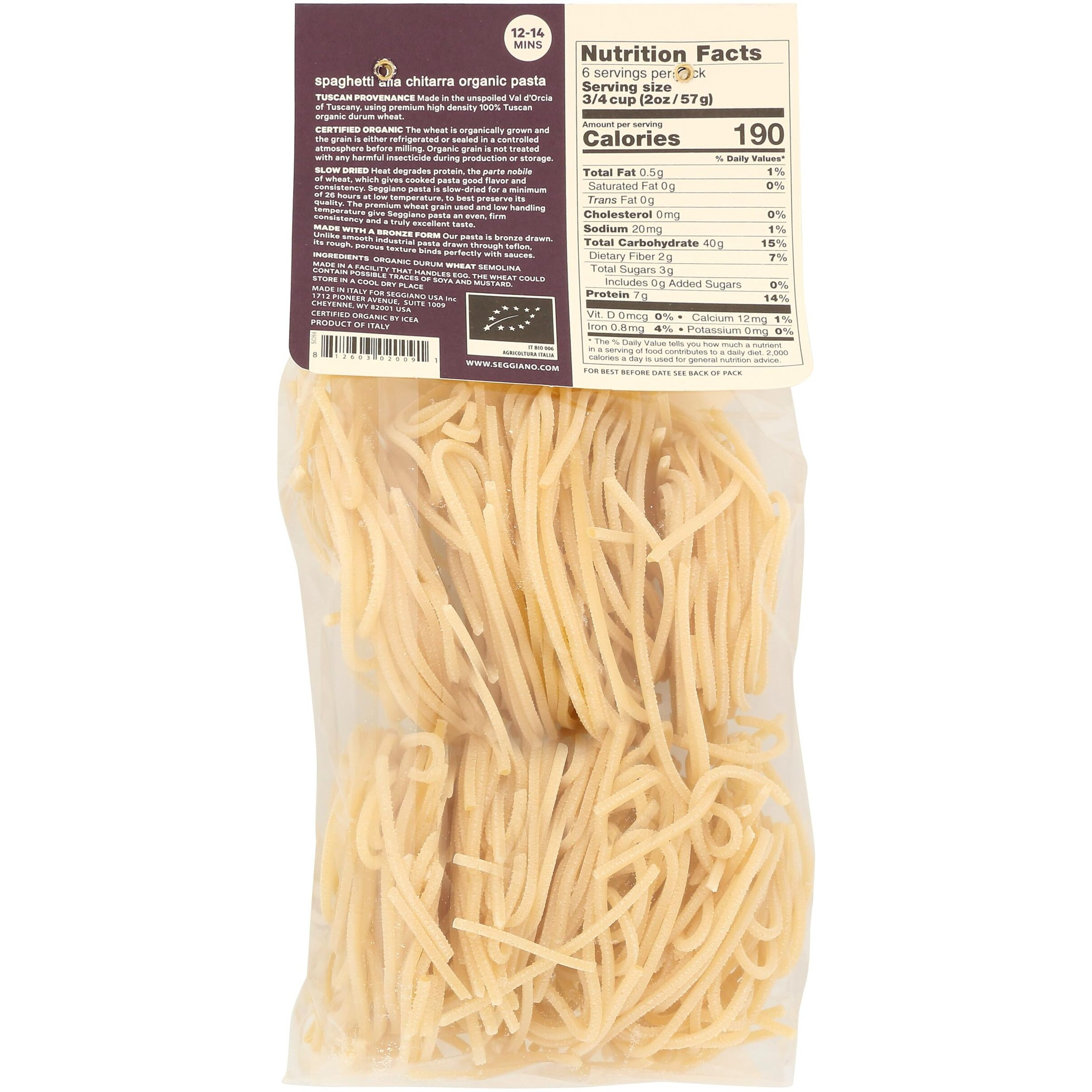 Seggiano, Spaghetti Alla Chitarra Organic Pasta, 13.2 Oz