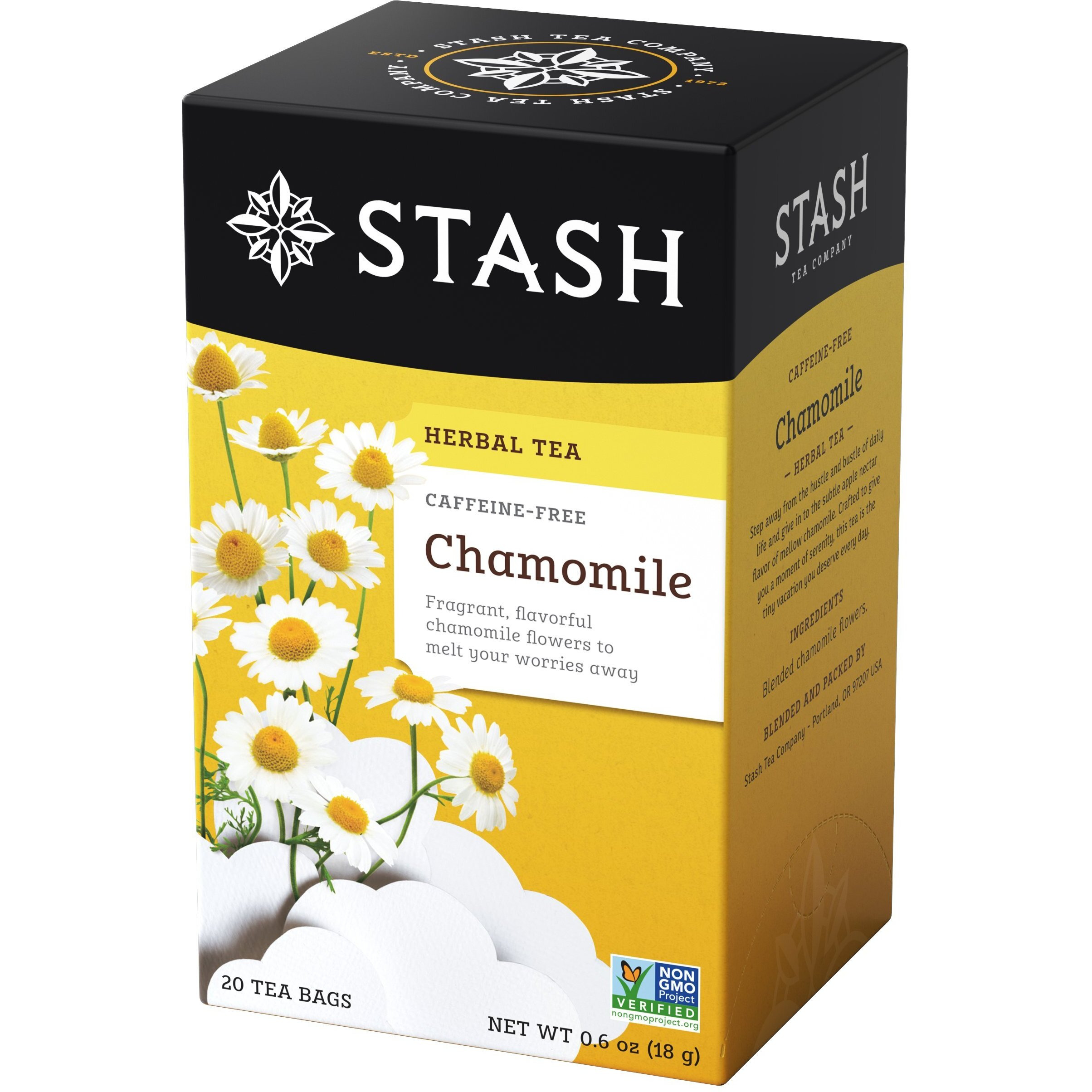 Stash Tea Soothing Chamomile Herbal Tea - Naturally Caffeine Free, Non-Gmo Project Verified Premium Tea With No Artificial Ingredients, 20 Count (Pack Of 6) - 120 Bags Total