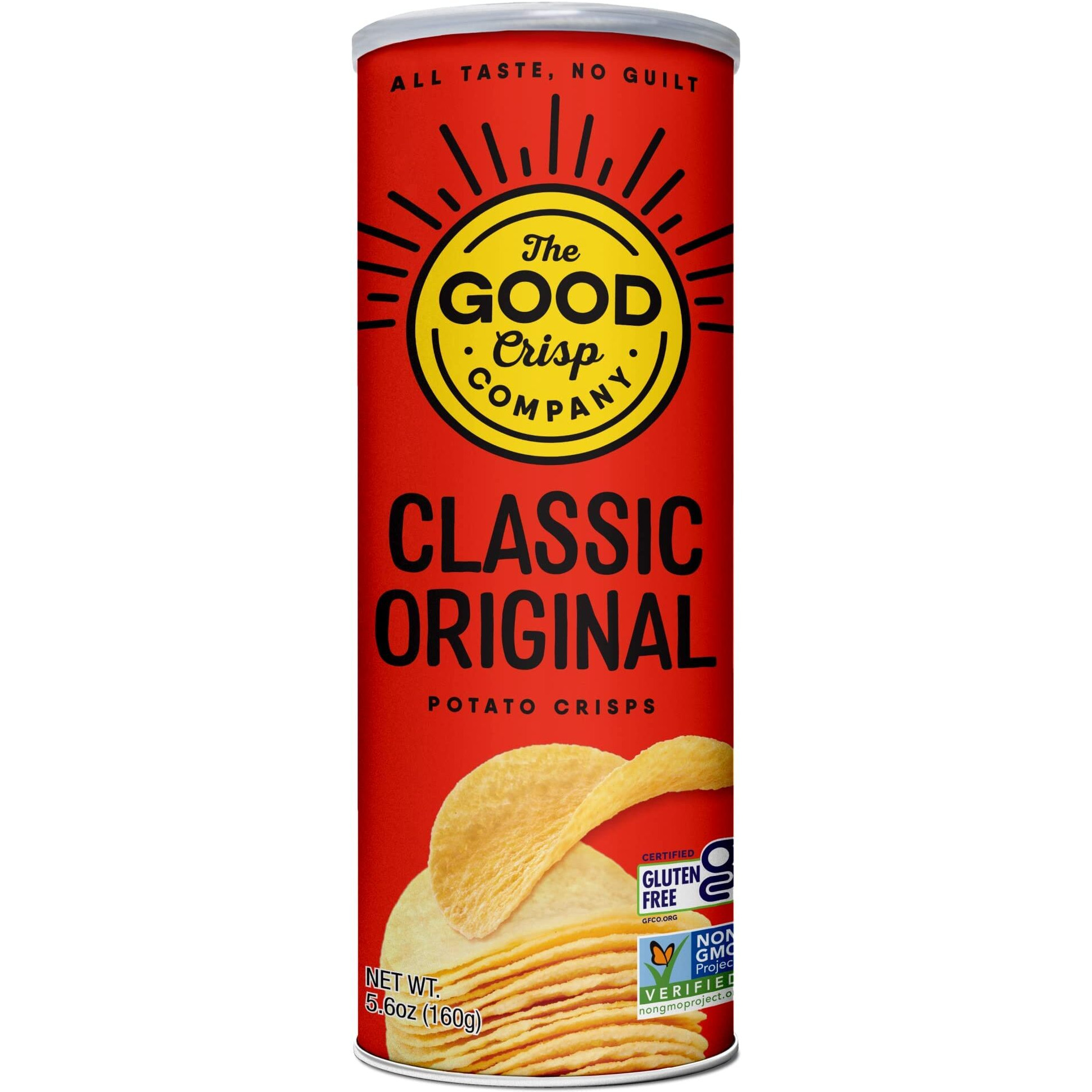 The Good Crisp Company, Original Gluten Free Potato Chips (5.6 Ounce Canisters, Pack Of 8), Non-Gmo, Allergen Friendly, Potato Chip Snack Pack, Gluten Free Snacks