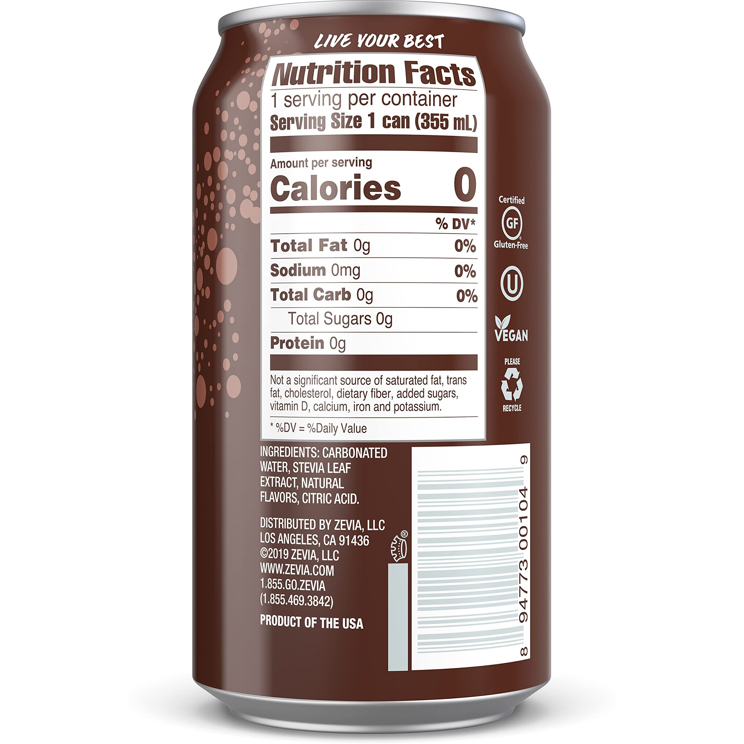 Zevia Zero Calorie Soda, Ginger Root Beer, 12 Fl Oz Cans (Pack Of 24)