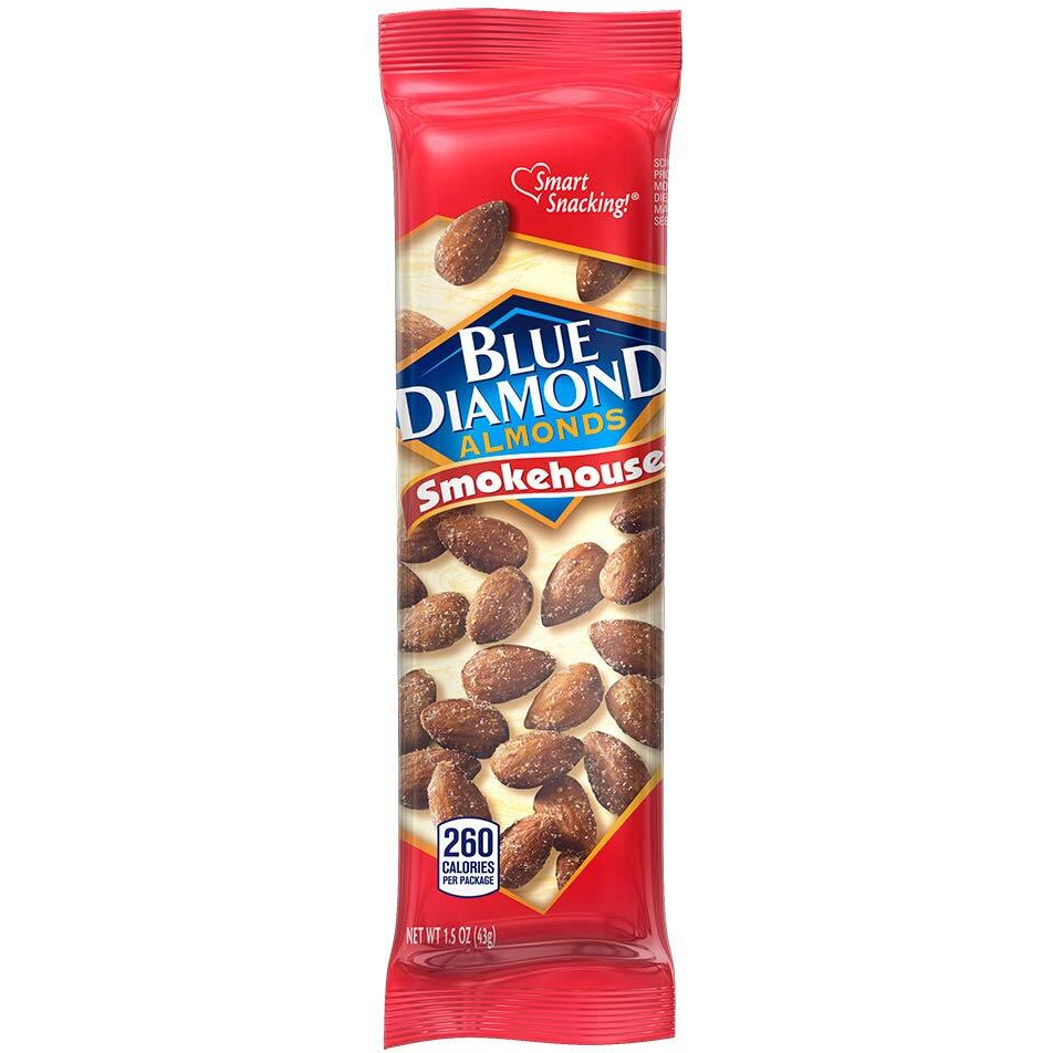 Blue Diamond Almonds, Smokehouse Flavored Snack Nuts, Single Serve Bags (1.5 Oz. Tubes, Pack Of 12)