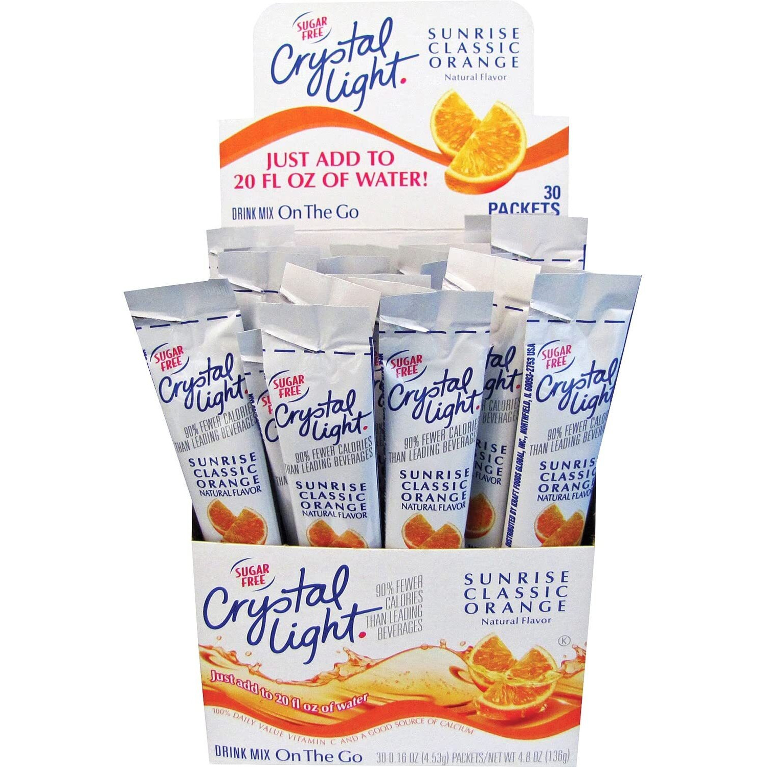 Crystal Light On The Go Drink Mix, Sunrise Classic Orange - 30 Count, 0.17Oz