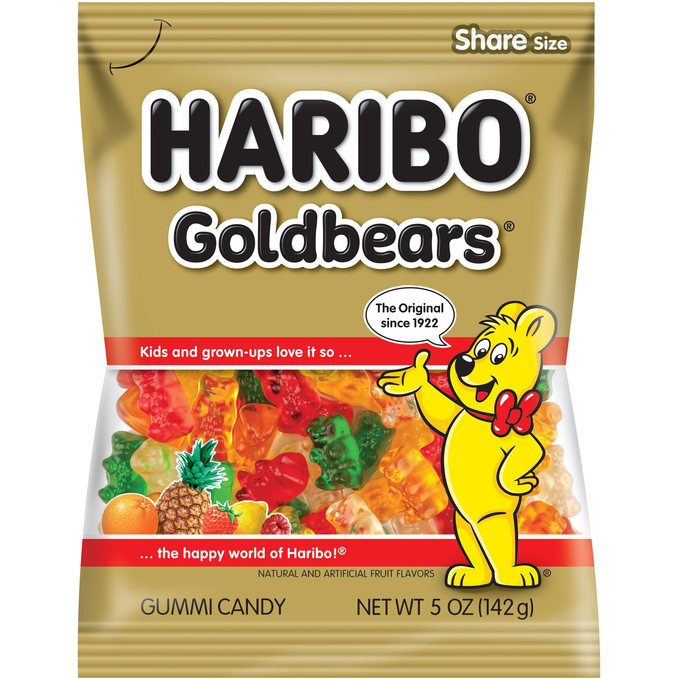 Haribo Gummi Candy, Original Gold-Bears, 5 Ounce Bags (Pack Of 12)