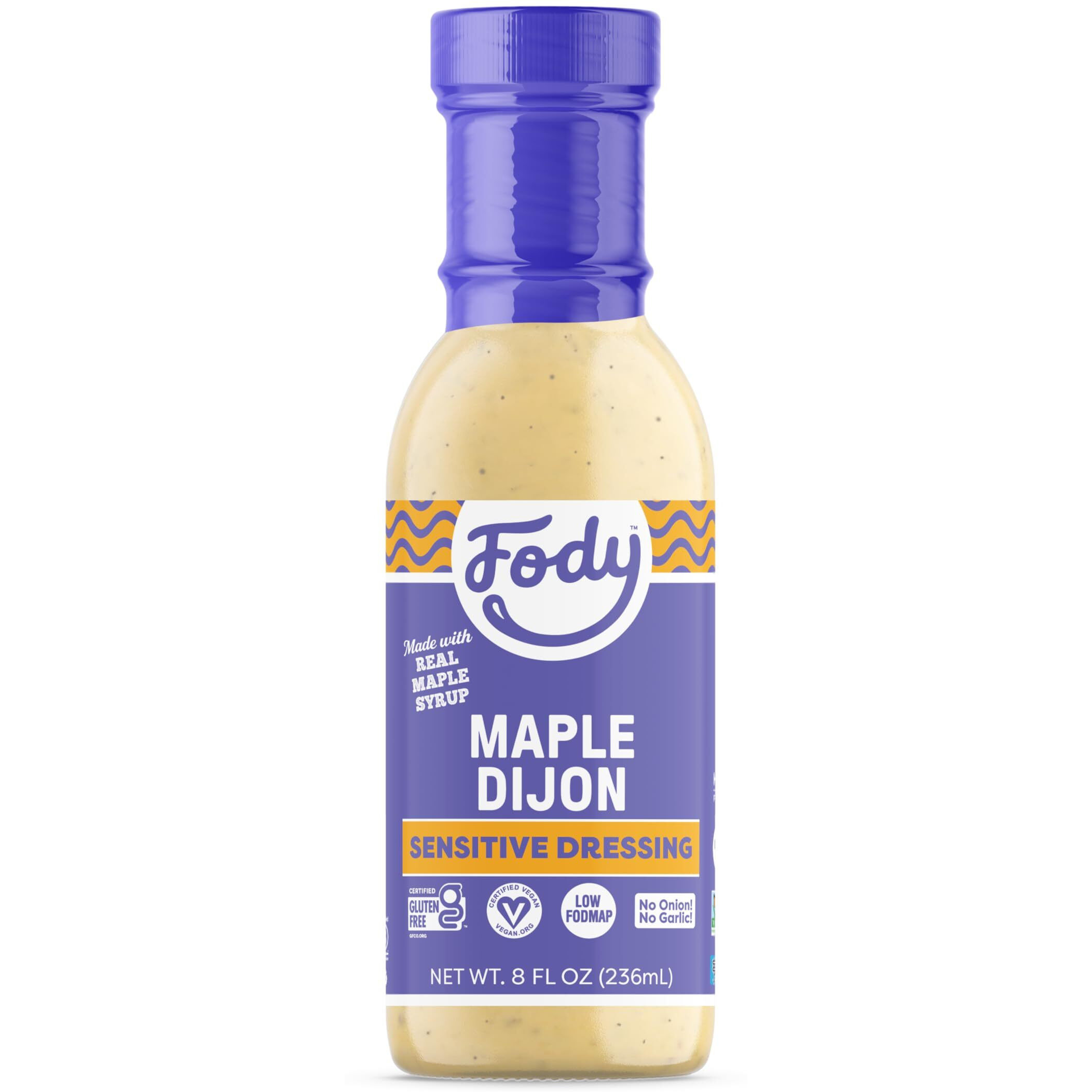 Fody Foods Vegan Maple Dijon Salad Dressing Pack Low Fodmap Certified, Sensitive Recipe, Keto, Gut & Ibs Friendly, Non Gmo, 8 Ounce, Pack Of 4