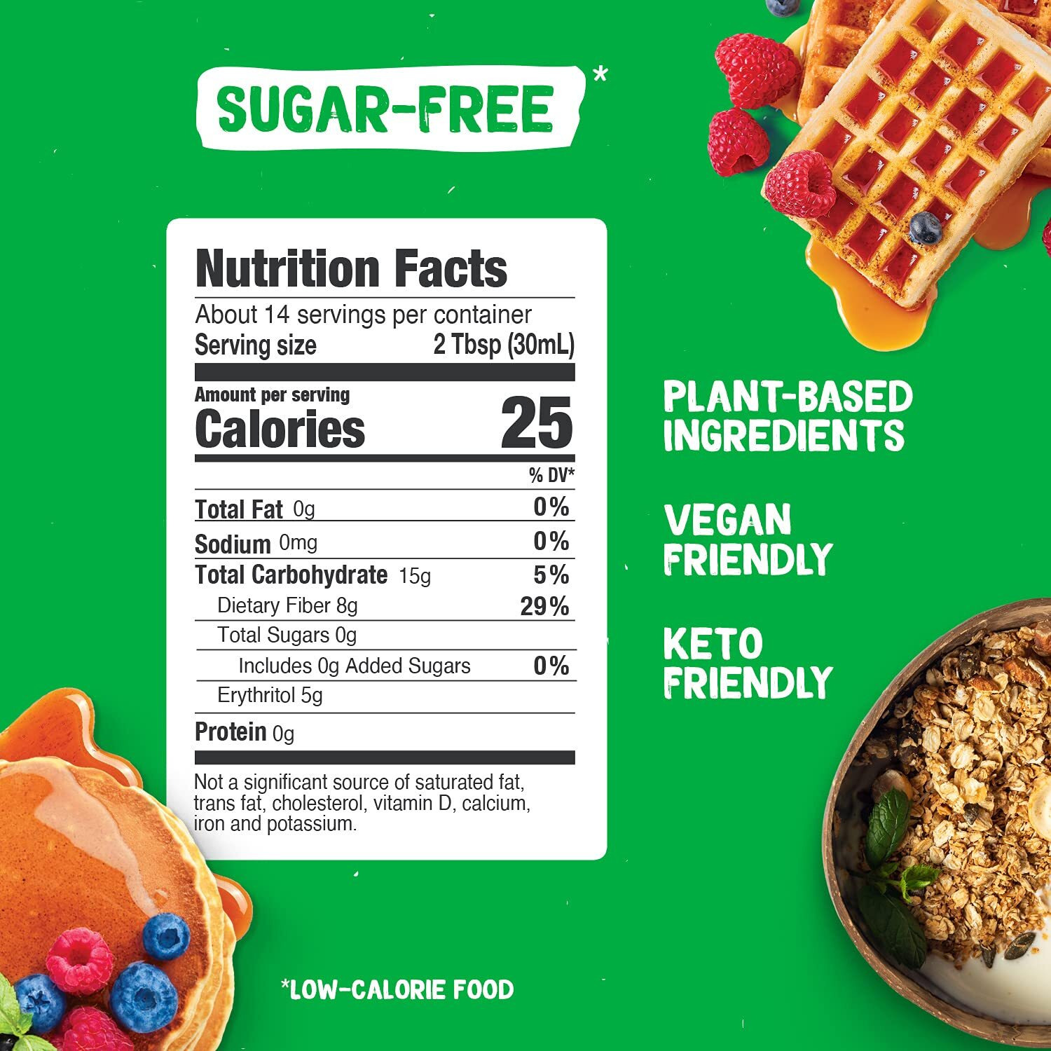 Pyure Organic Maple Flavored Syrup, Zero Sugar, 2 Net Carb, Gluten-Free, Plant-Based Maple Syrup For Vegan Keto Friendly Food, 14 Oz