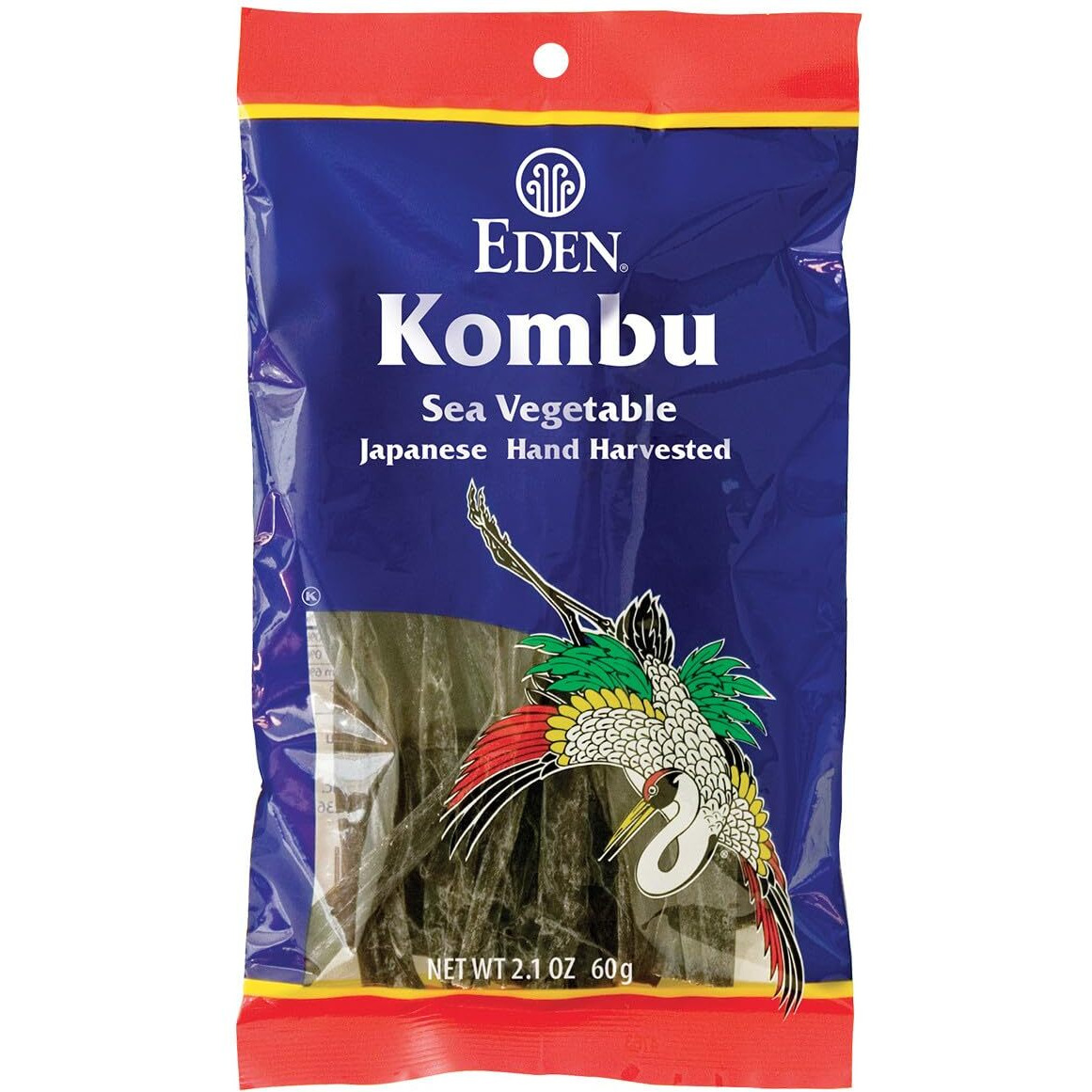 Eden Kombu, Wild Japanese Hand Harvested Sea Vegetable, Hokkaido, Dashi, Seaweed, 2.1 Oz (6-Pack)