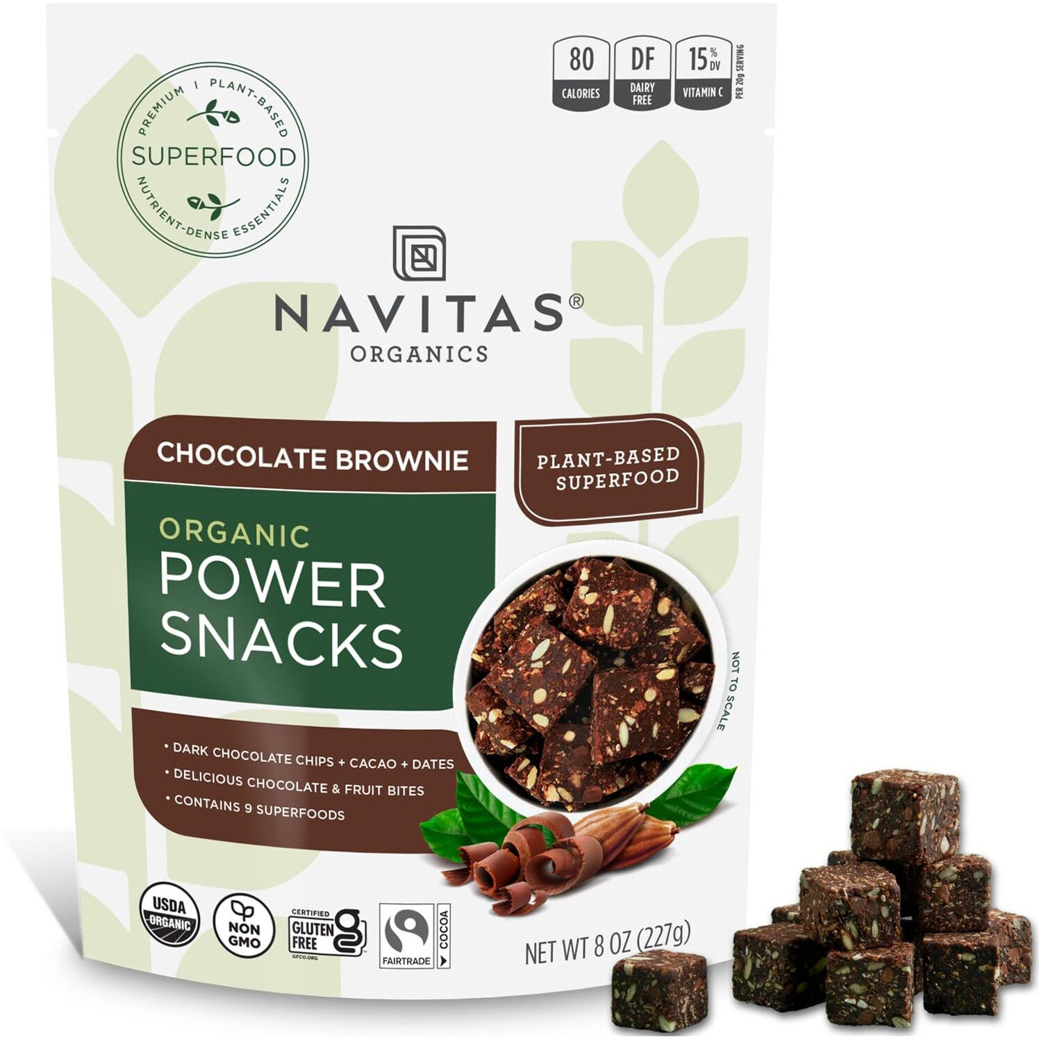 Navitas Organics Superfood Power Snacks, Chocolate Cacao, 8Oz. Bag - Organic, Non-Gmo, Gluten-Free