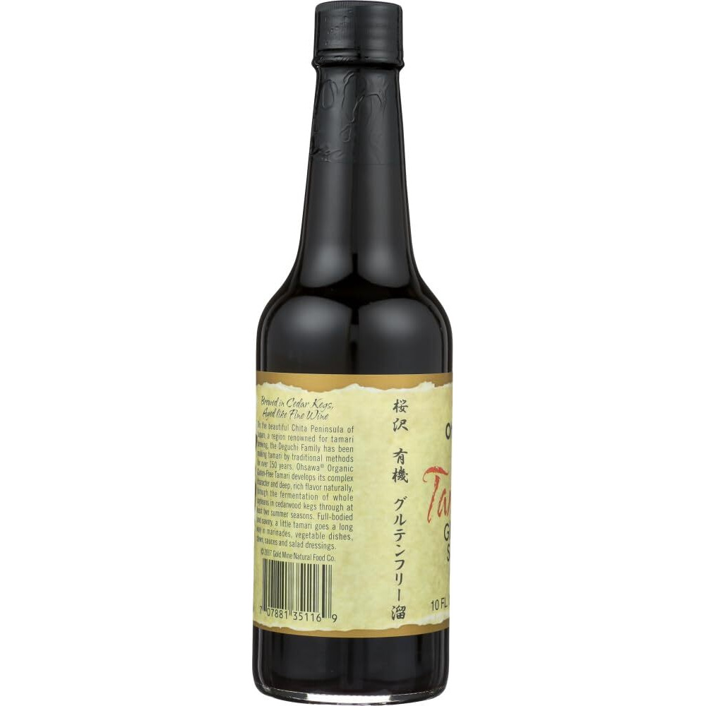 Ohsawa Organic Tamari, 100% Wheat-Free, Traditionally Brewed In Cedar Kegs For Extra Flavor - Japanese Soy Sauce, Low - Sodium, Gluten-Free, Vegan, Kosher - 10 Oz