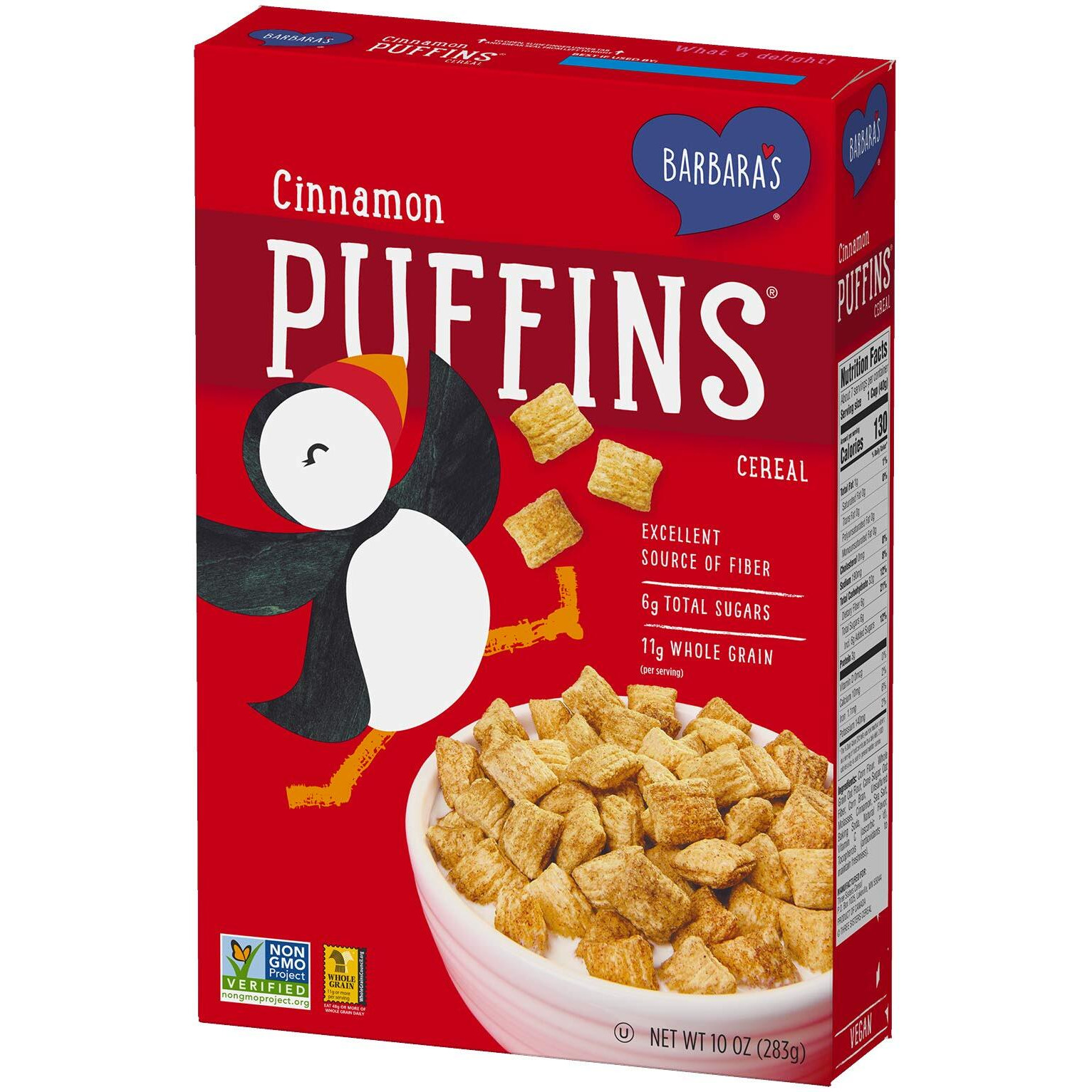 Barbara's Puffins Cinnamon Cereal, Non-Gmo, Vegan, 10 Oz Box (Pack Of 12)