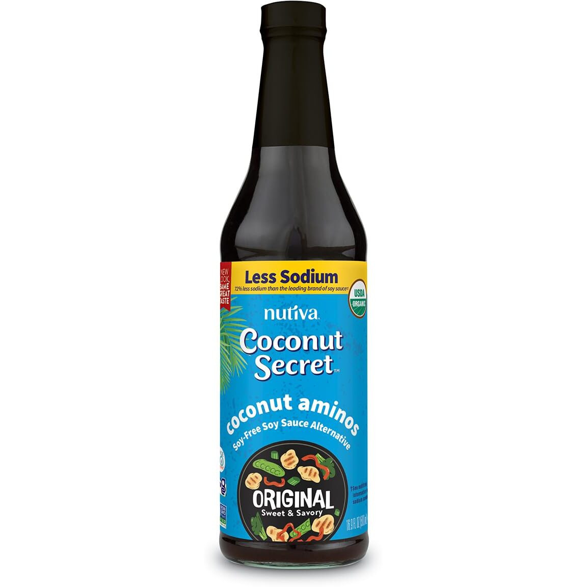 Coconut Secret Coconut Aminos - 16.9 Fl Oz - Low Sodium Soy Sauce Alternative, Low-Glycemic - Organic, Vegan, Non-Gmo, Gluten-Free, Kosher - Keto, Paleo - 101 Total Servings