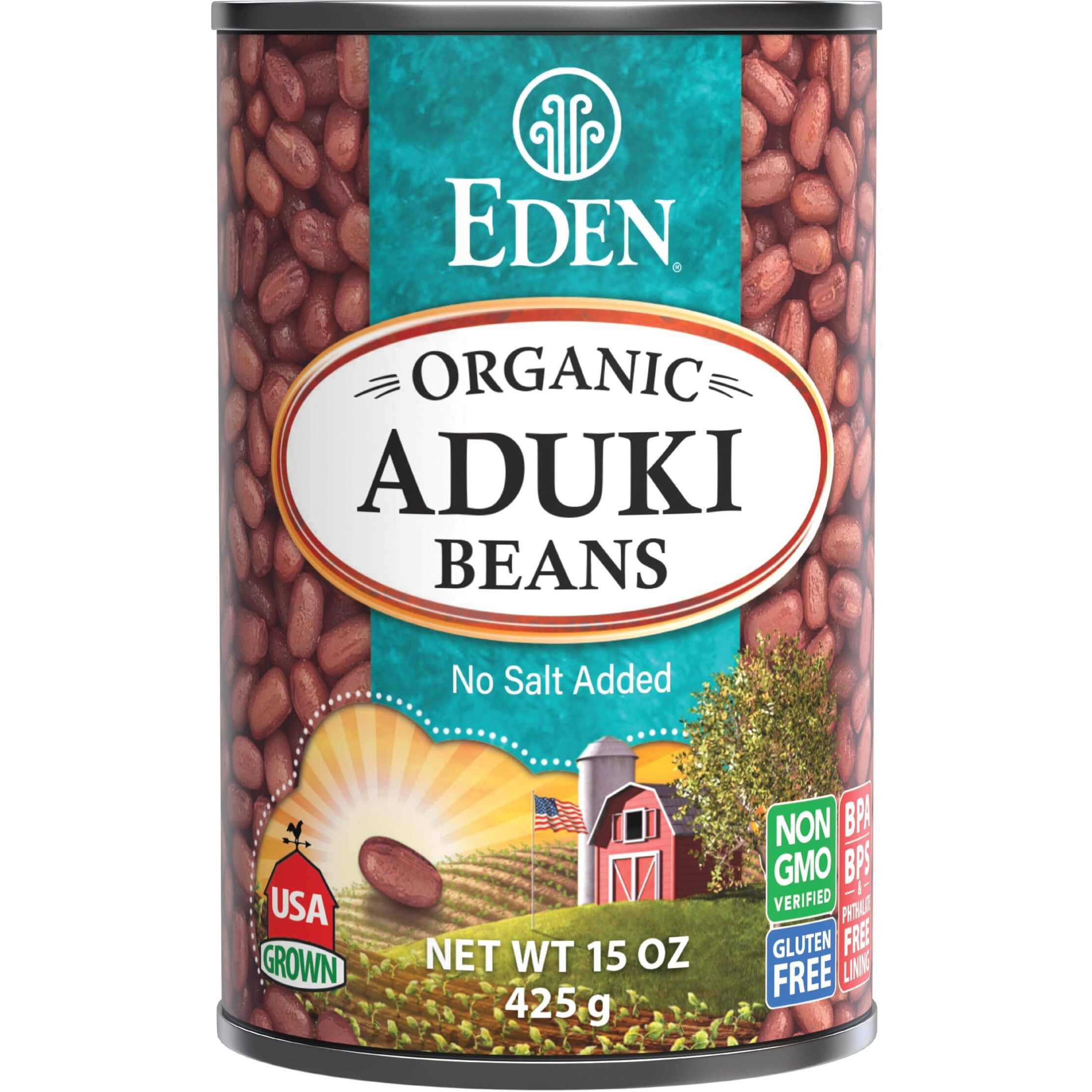 Eden Organic Aduki Beans, (Azuki, Adzuki), Non-Gmo, No Salt Added, Red Beans, Macrobiotic, 15 Oz. Can (12-Pack Case)