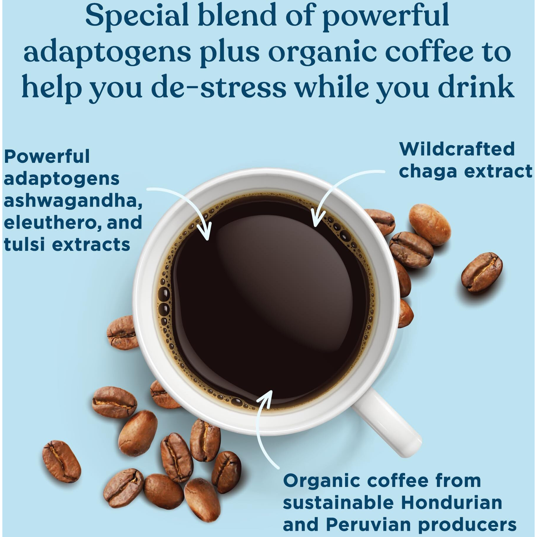 Four Sigmatic Organic Balance Adaptogen Ground Coffee | Medium Roast Usda Organic Coffee With Ashwagandha, Chaga Mushroom, Eleuthero And Tulsi | Focus And Energy Boosting Coffee | 12Oz Bag