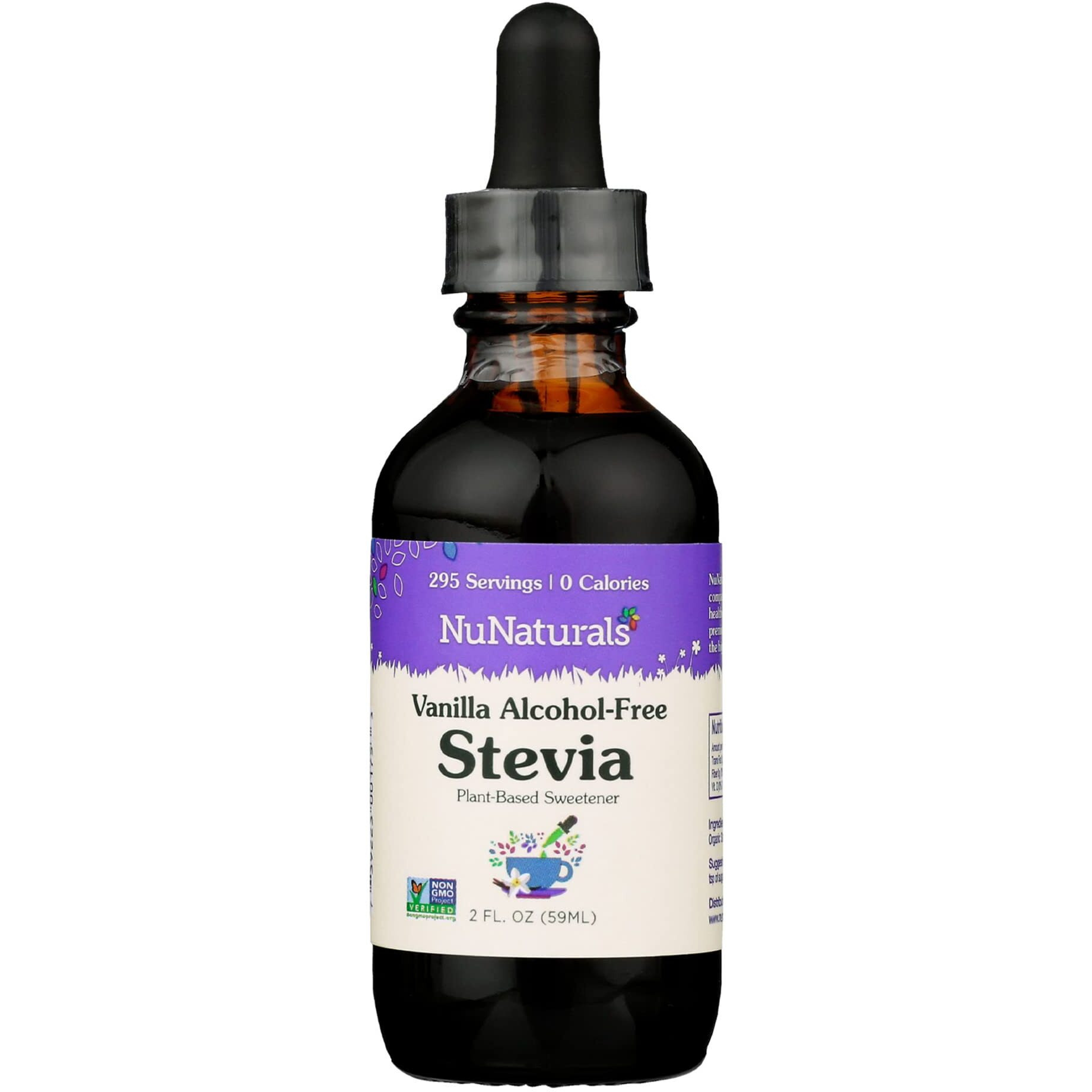Nunaturals Liquid Stevia, Sugar-Free Sweetener, Plant-Based Sugar Substitute, Zero Calorie, Vanilla, Alcohol Free, 2 Oz