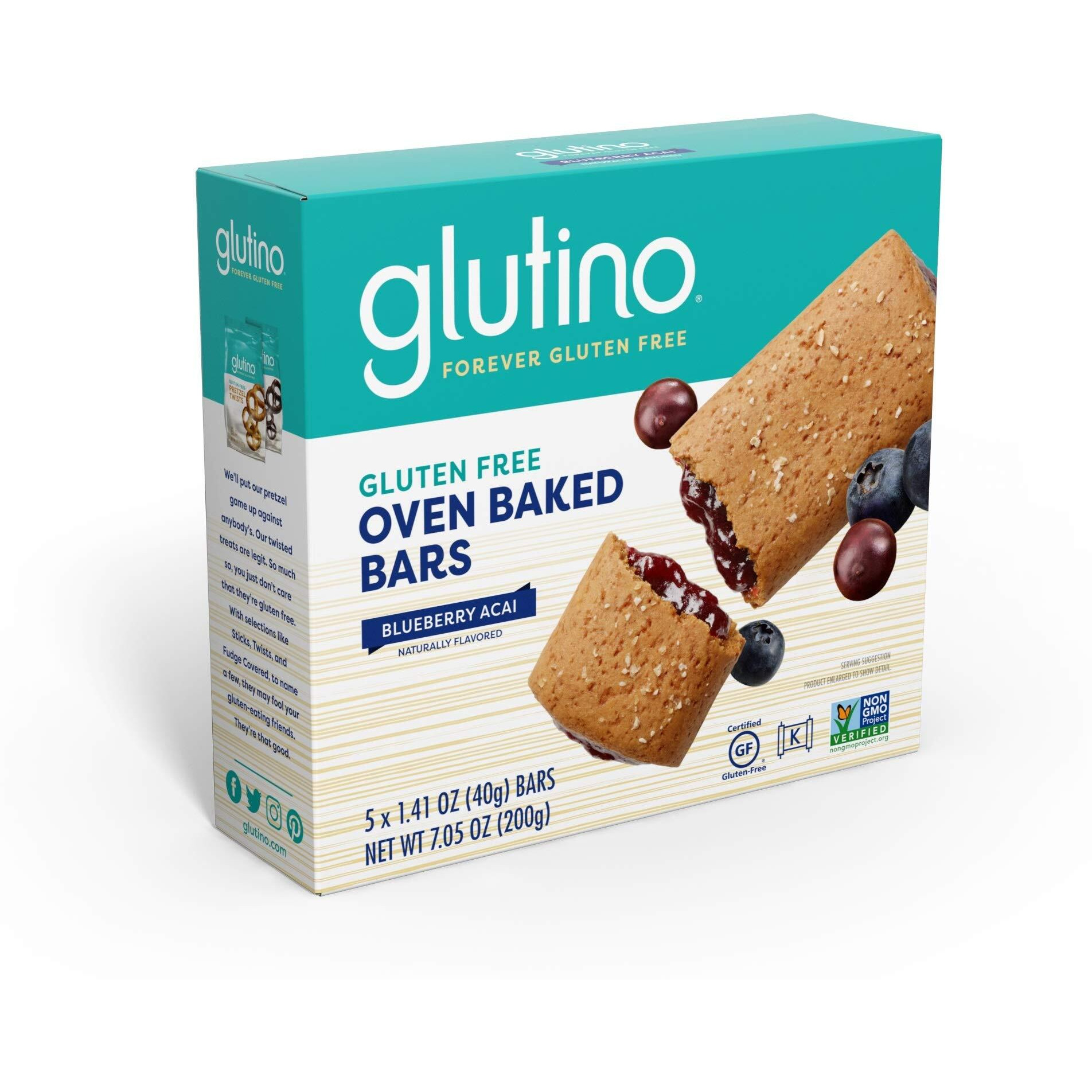 Glutino Gluten Free Oven Baked Bar, Blueberry Acai, Naturally Flavored, 5 Ct