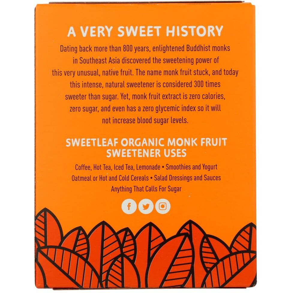 Sweetleaf Monk Fruit Organic Sweetener Granules 80 Packets