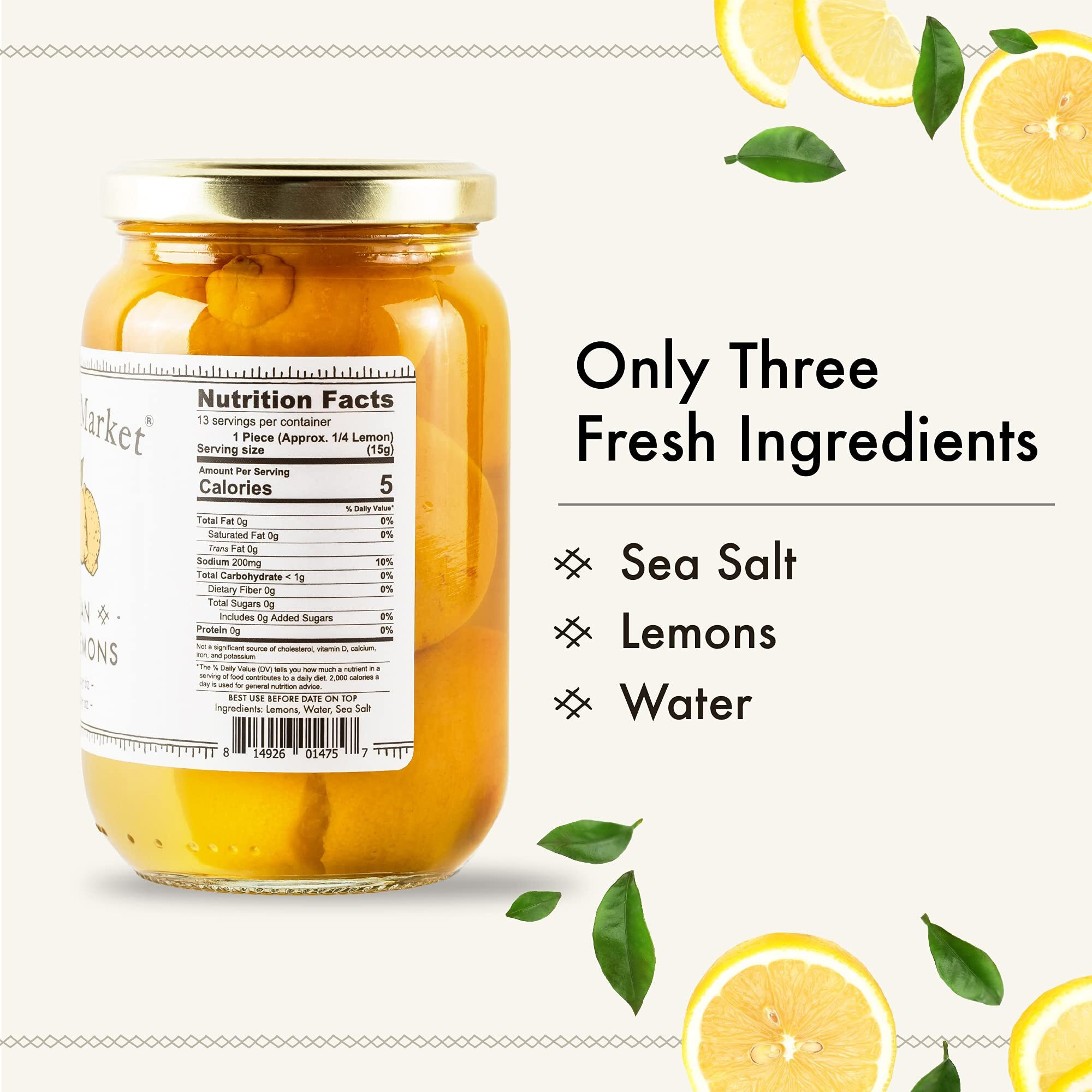 Casablanca Market Moroccan Preserved Lemons - Authentic Moroccan Preserved Lemons In Jar - Whole Non-Gmo Preserved Lemon - Preserved Lemons For Couscous Or Tagine Pot For Moroccan Cooking (25Oz)