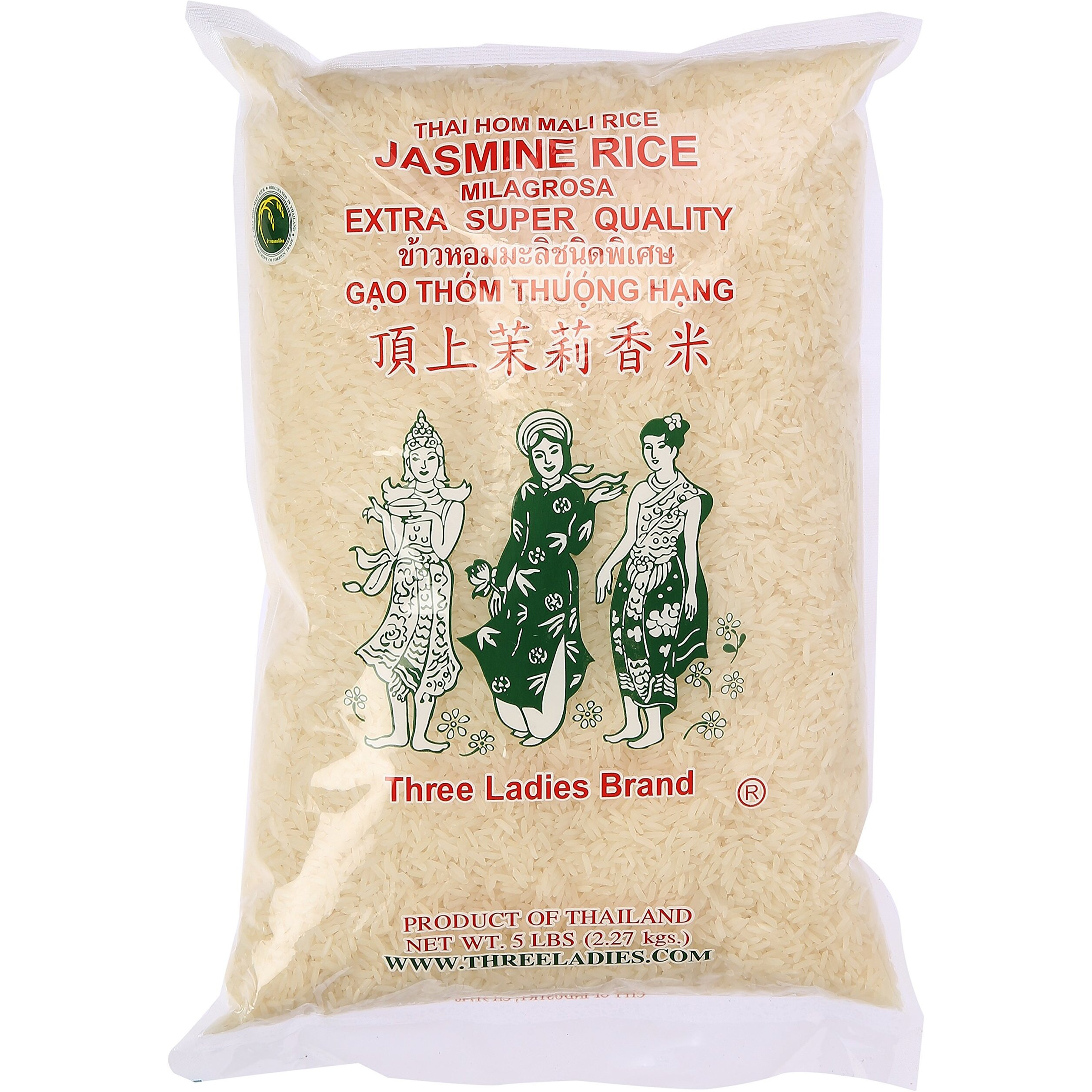 Three Ladies Jasmine Rice Long Grain 5 Lbs (011109)