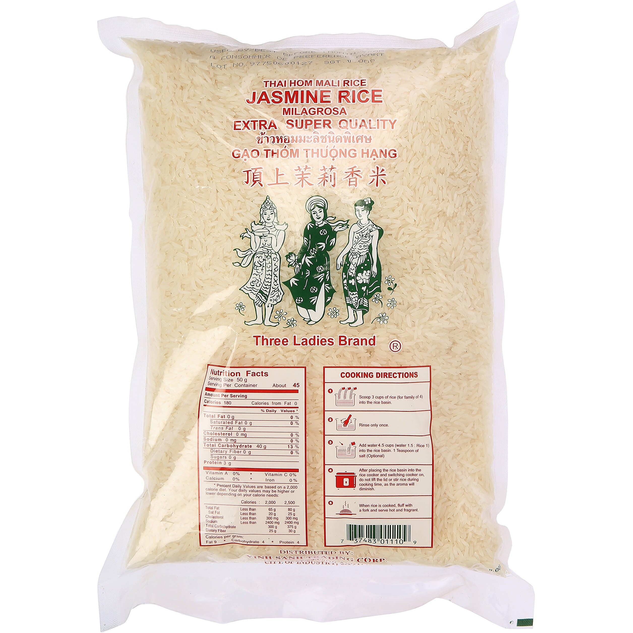 Three Ladies Jasmine Rice Long Grain 5 Lbs (011109)