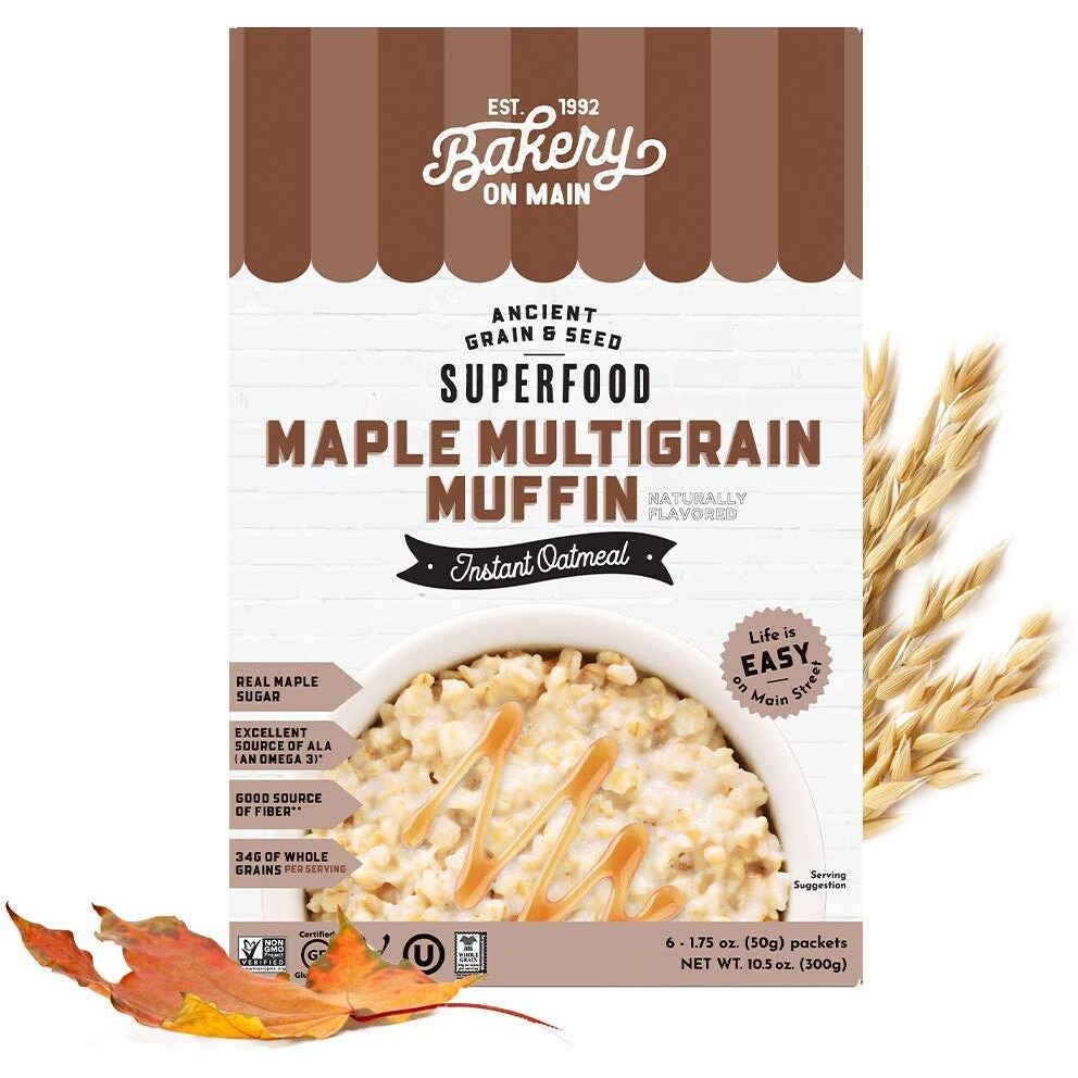 Bakery On Main, Gluten-Free Instant Oatmeal, Vegan & Non Gmo - Maple Multigrain Muffin, 10.5 Ounce (Pack Of 3)