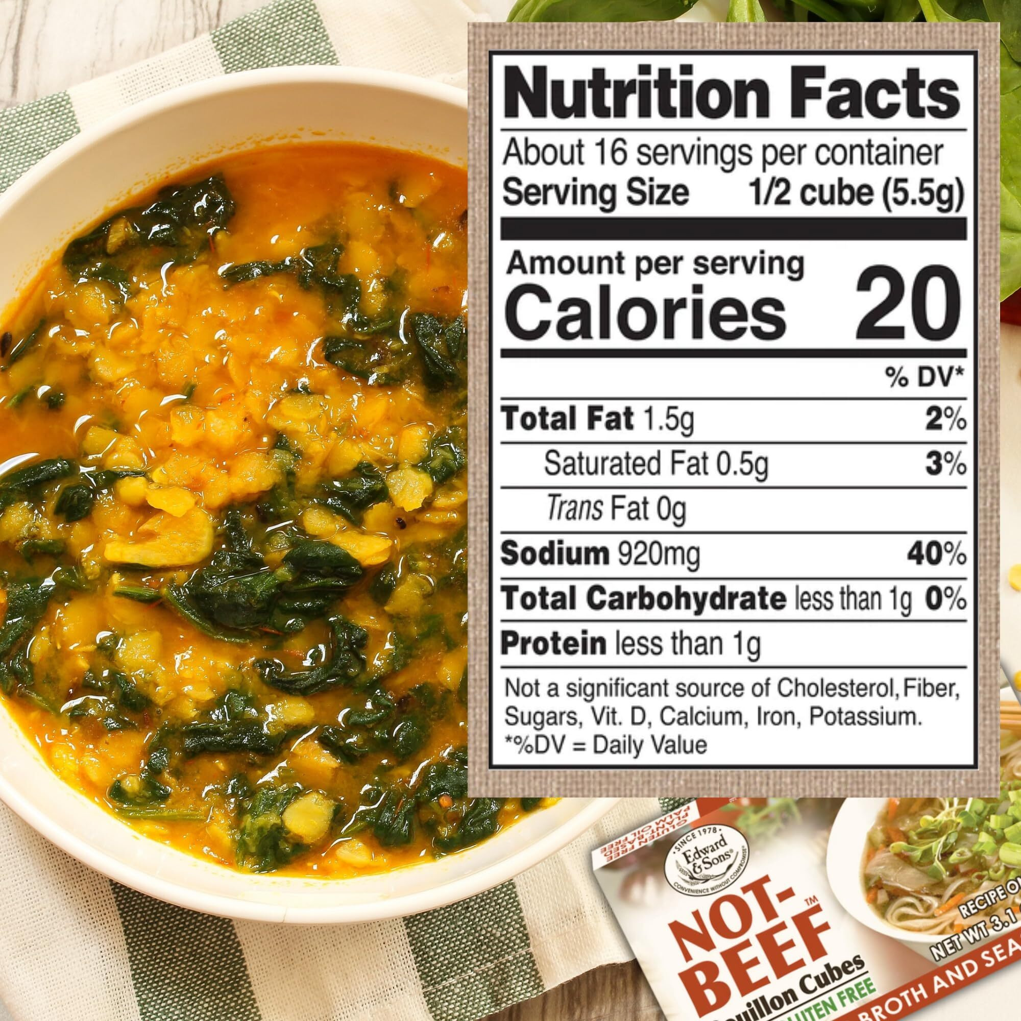 Edward & Son's Vegan Beef Bouillon Cubes - Vegan Broth Cubes, Gluten Free, No Trans Fat, Use In Soups, Stews And Pilafs (8 Cubes Of Each) - Pack Of 12