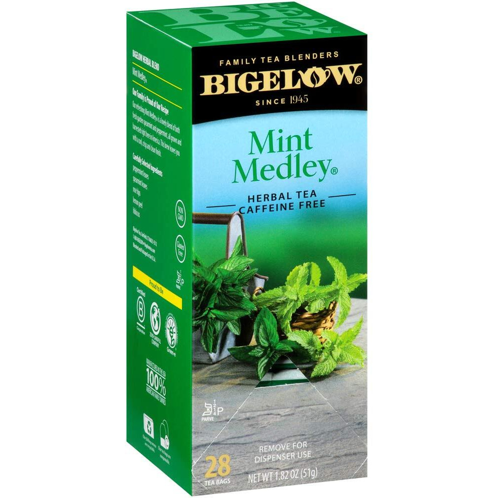 Bigelow Mint Medley Herbal Tea Bags 28-Count Box (Pack Of 1) Mint Tea Bags Peppermint & Spearmint Herbal Tea All Natural Gluten Free