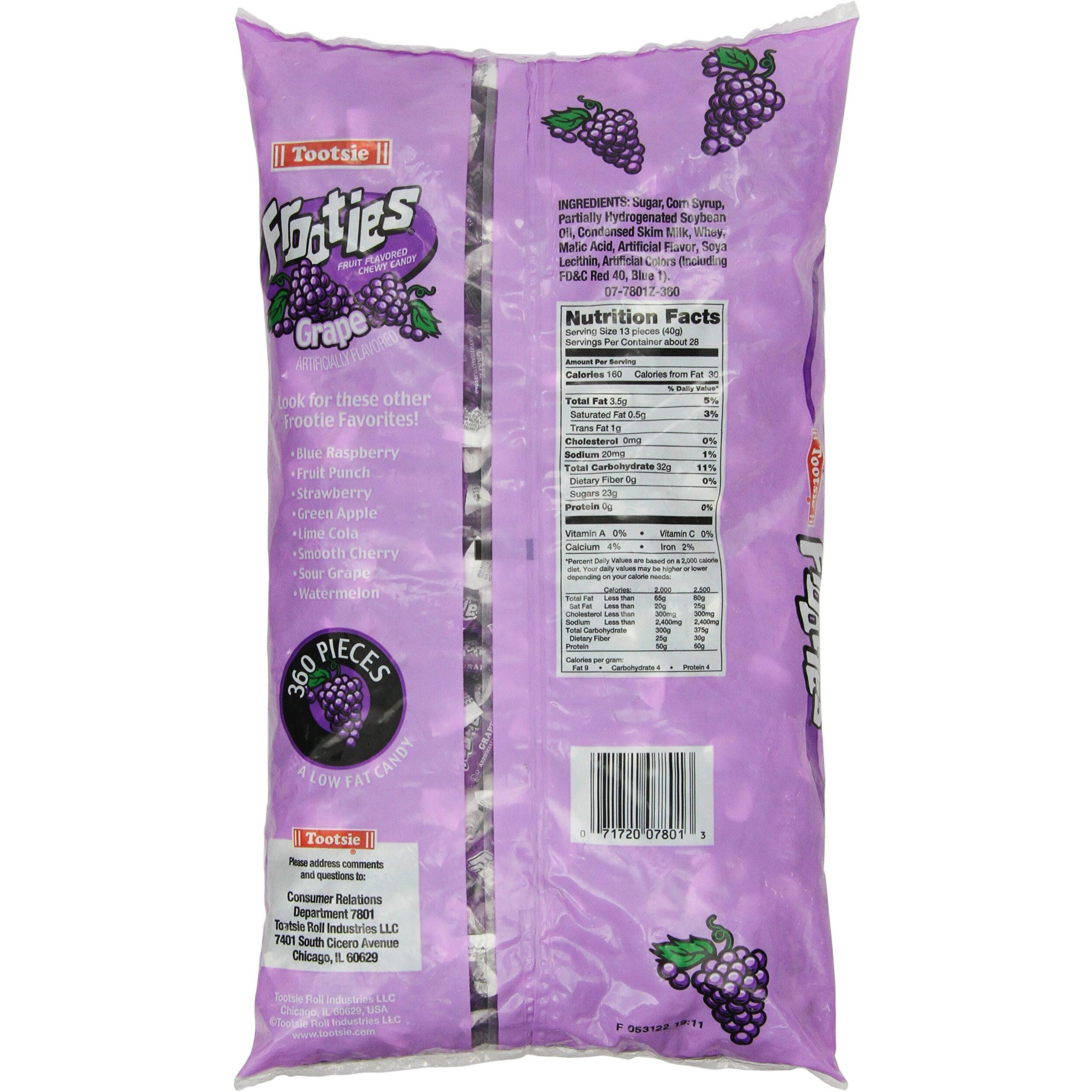 Tootsie Rolls Frooties Grape Candy (360 Count), 38.8Oz