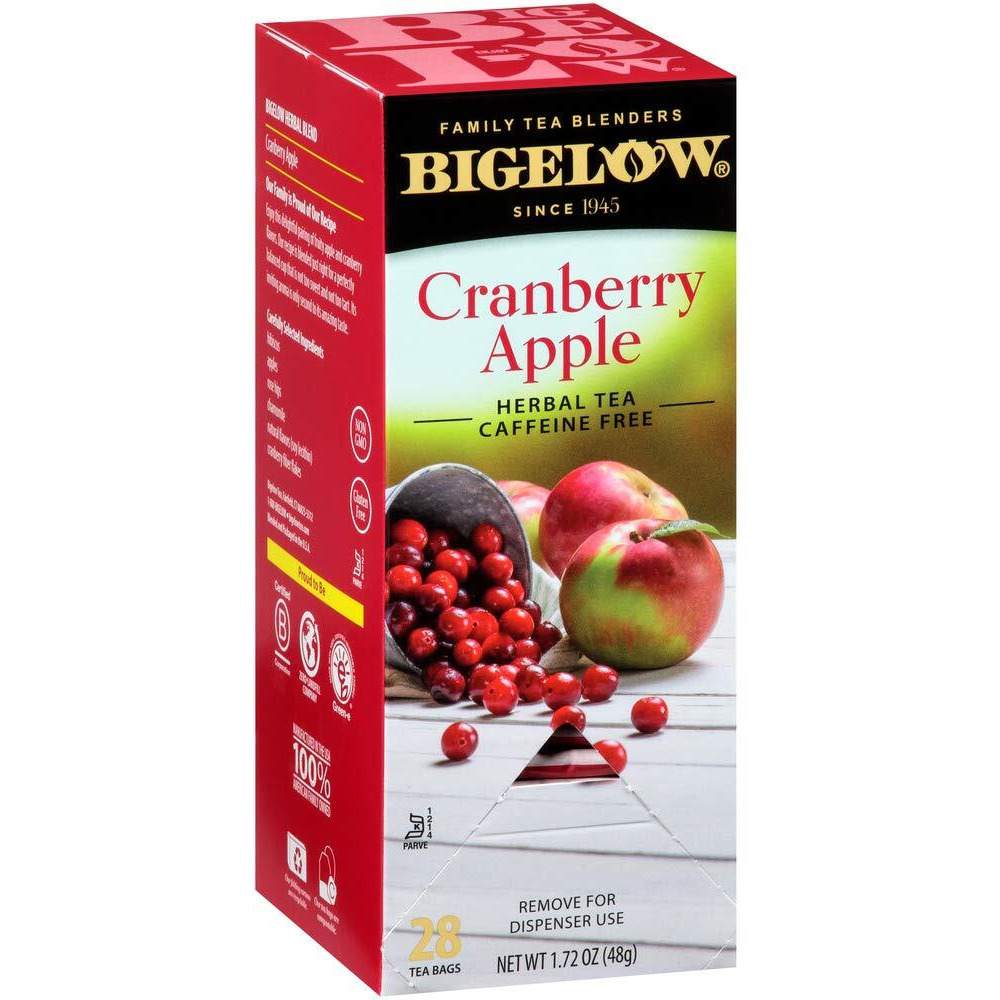 Bigelow Cranberry Apple Herbal Tea Bags 28-Count Box (Pack Of 1) Cranberry Apple Hibiscus Flavored Herbal Tea Bags All Natural Non-Gmo