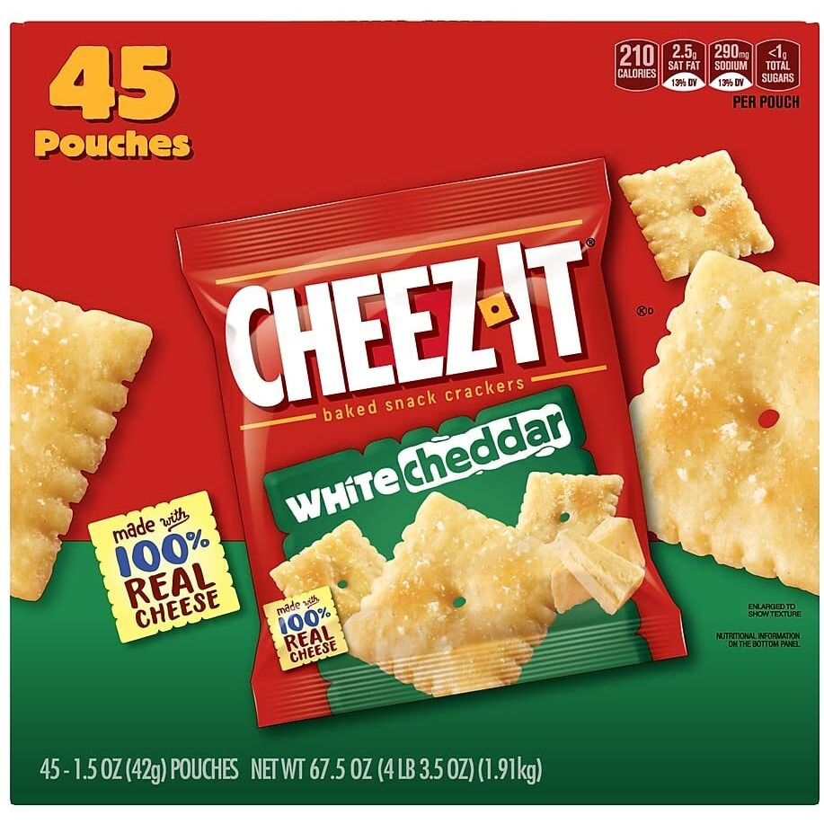 Cheez-It Baked Snack Cheese Crackers, Original, Single Serve, 1 Oz Bags (30 Count)