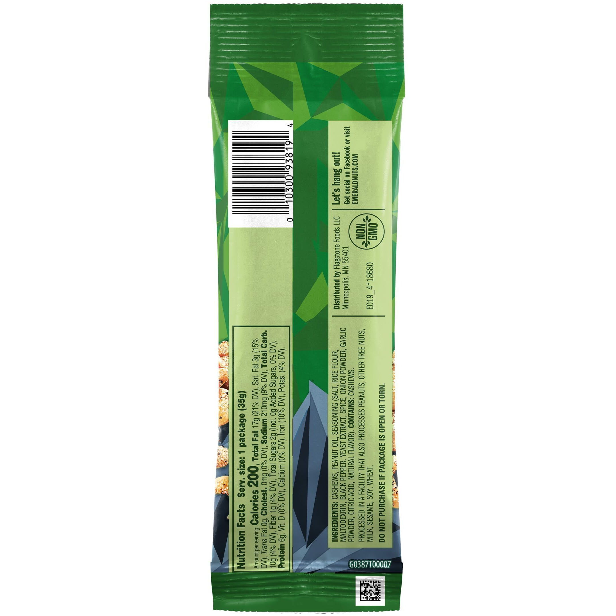 Emerald Nuts Salt And Pepper Seasoned Cashews 12 Ct (1-Pack) | 1.25 Oz Individual Snack Tubes | Kosher Certified, Non-Gmo, Contains No Artificial Preservatives, Flavors Or Synthetic Colors