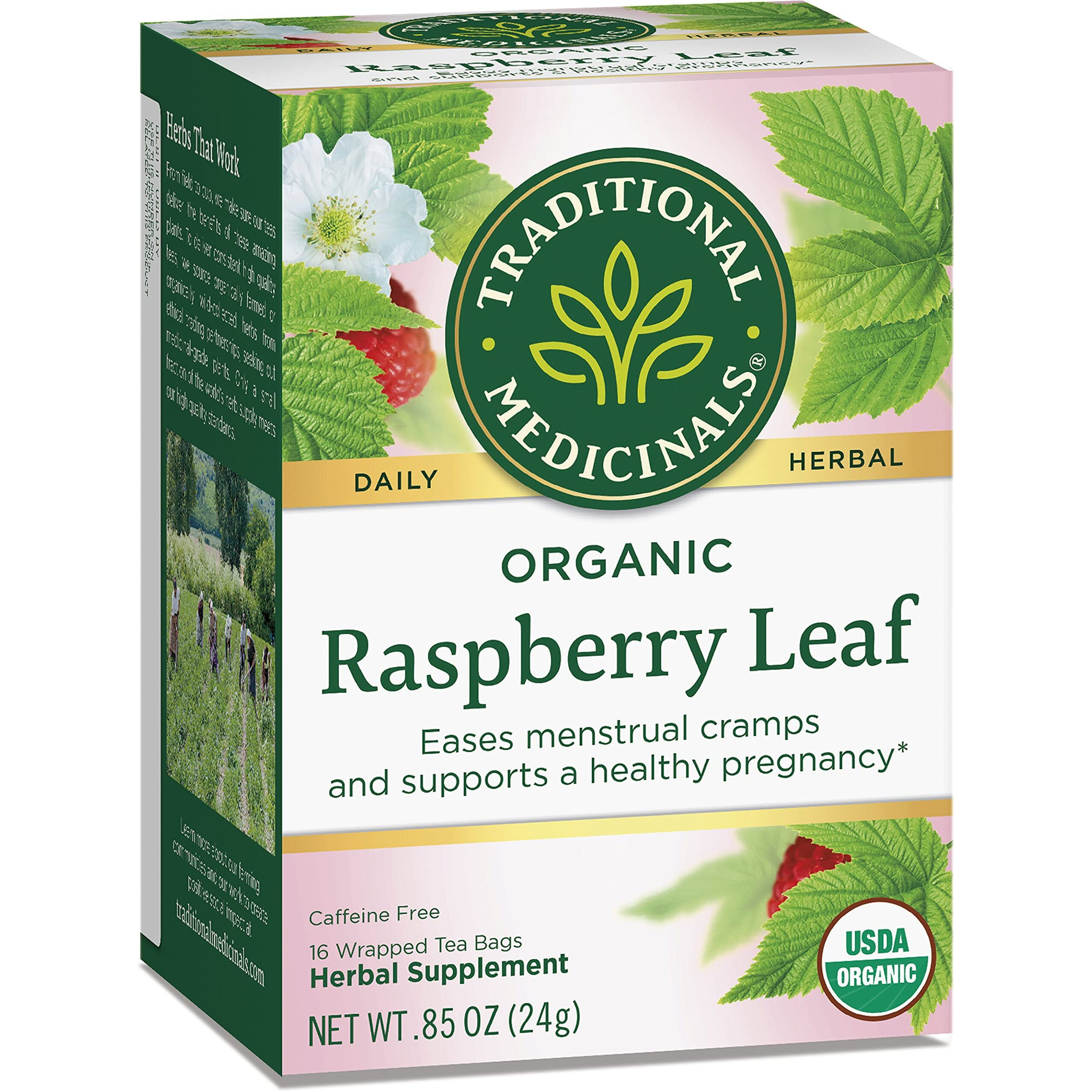 Traditional Medicinals Tea, Organic Raspberry Leaf, Eases Menstrual Cramps, Supports A Healthy Pregnancy, 16 Tea Bags