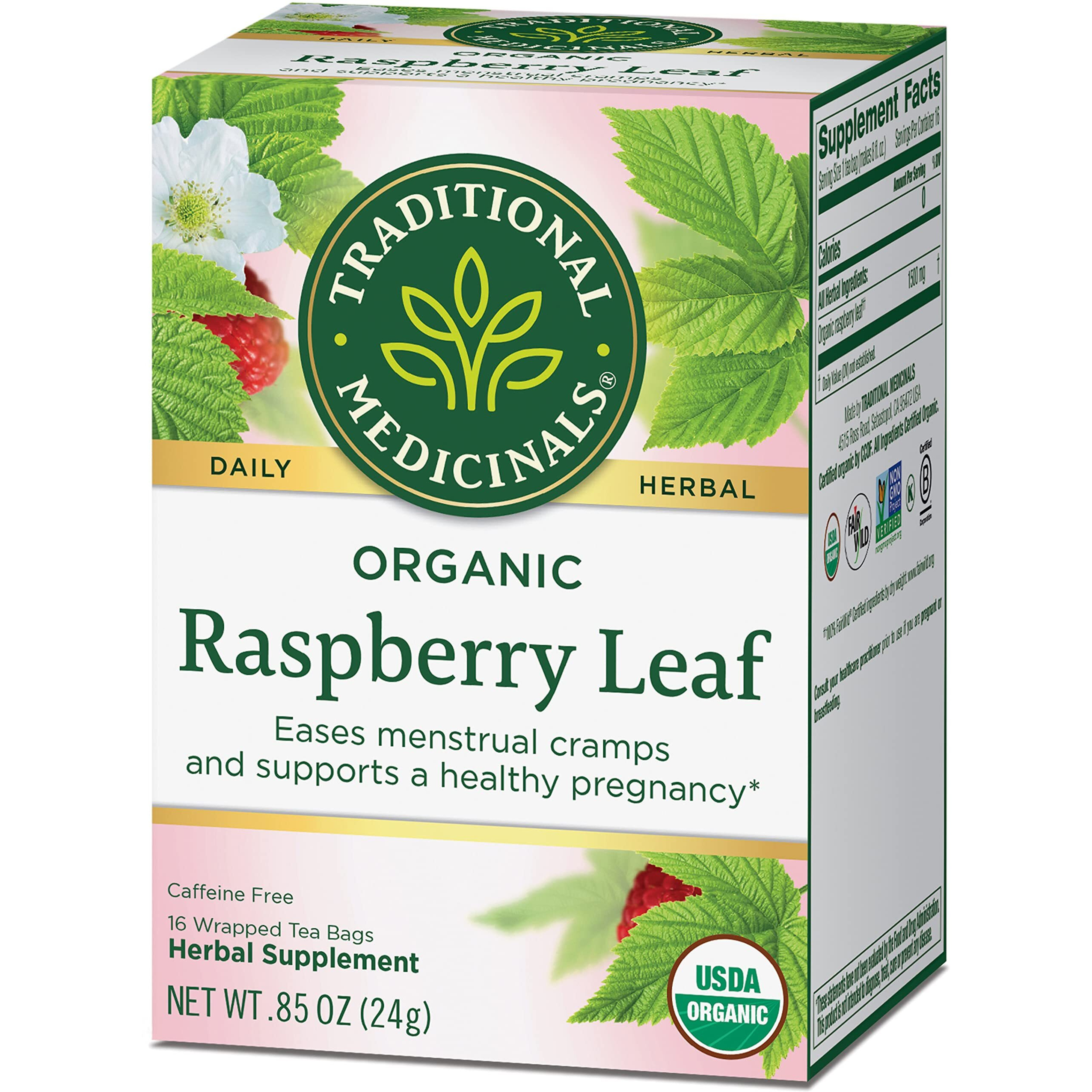 Traditional Medicinals Tea, Organic Raspberry Leaf, Eases Menstrual Cramps, Supports A Healthy Pregnancy, 16 Tea Bags