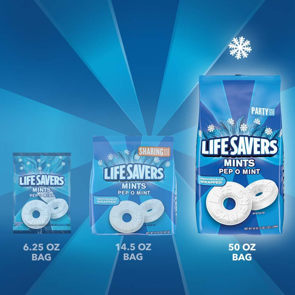 Life Savers Pep-O-Mint Breath Mints Hard Candy, Party Size, 50 Oz Bag