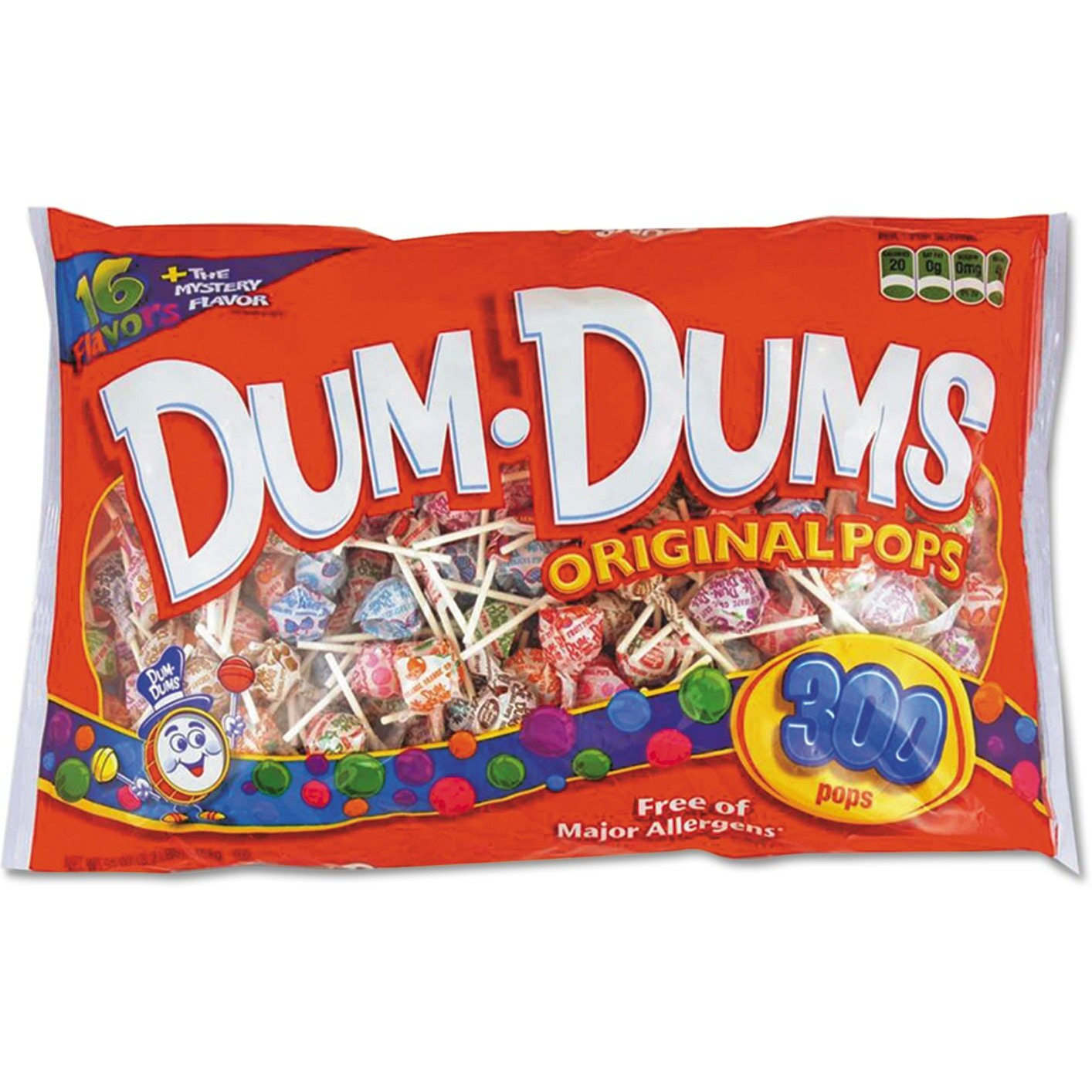 Dum-Dum-Pops, Assorted Flavors, Individually Wrapped, 300/Pack