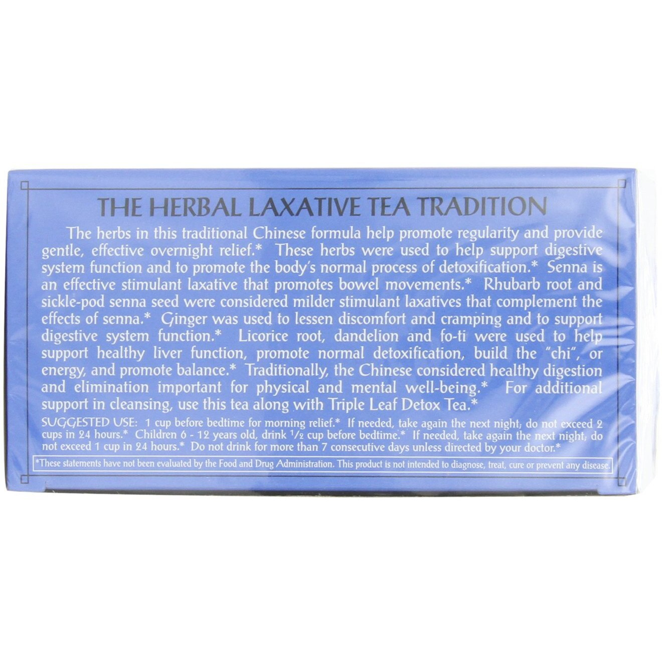 Triple Leaf Tea, Herbal Laxative, 20 Tea Bags (Pack Of 6)
