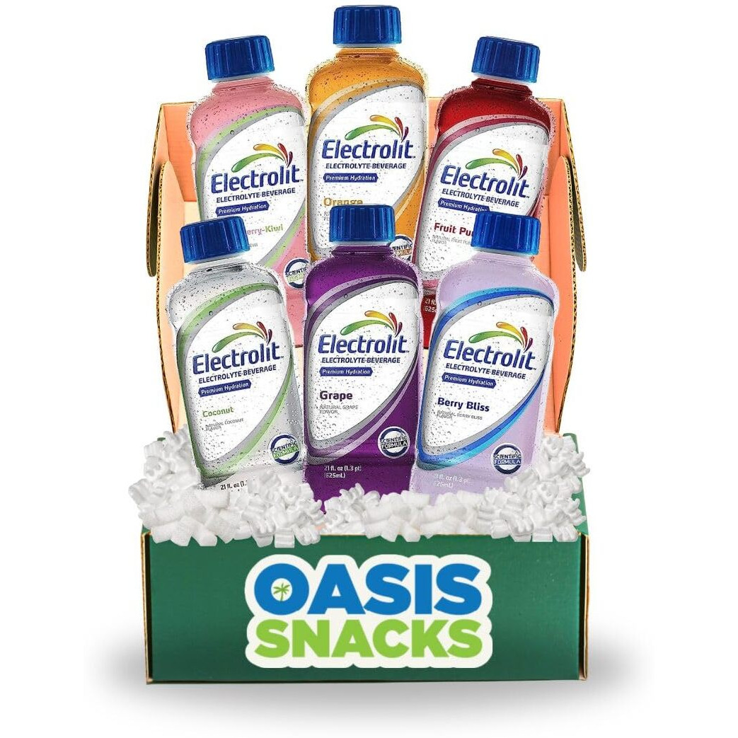 Oasis Snacks Electrolit Premium Hydration Electrolyte Beverage, Multi Flavor Variety, 21 Fl Oz (6 Flavor Variety, Pack Of 6)