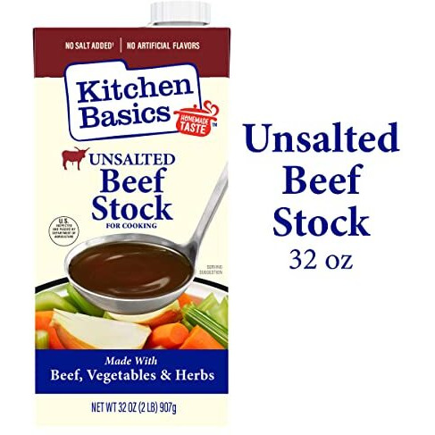 Kitchen Basics Unsalted Beef Stock, 32 Oz Carton, (Pack Of 12)
