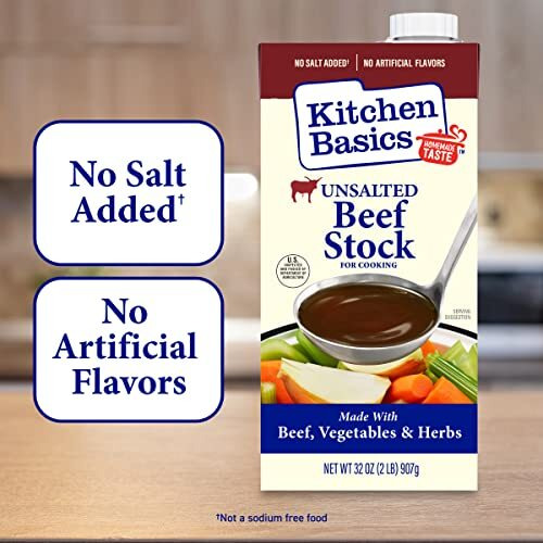 Kitchen Basics Unsalted Beef Stock, 32 Oz Carton, (Pack Of 12)