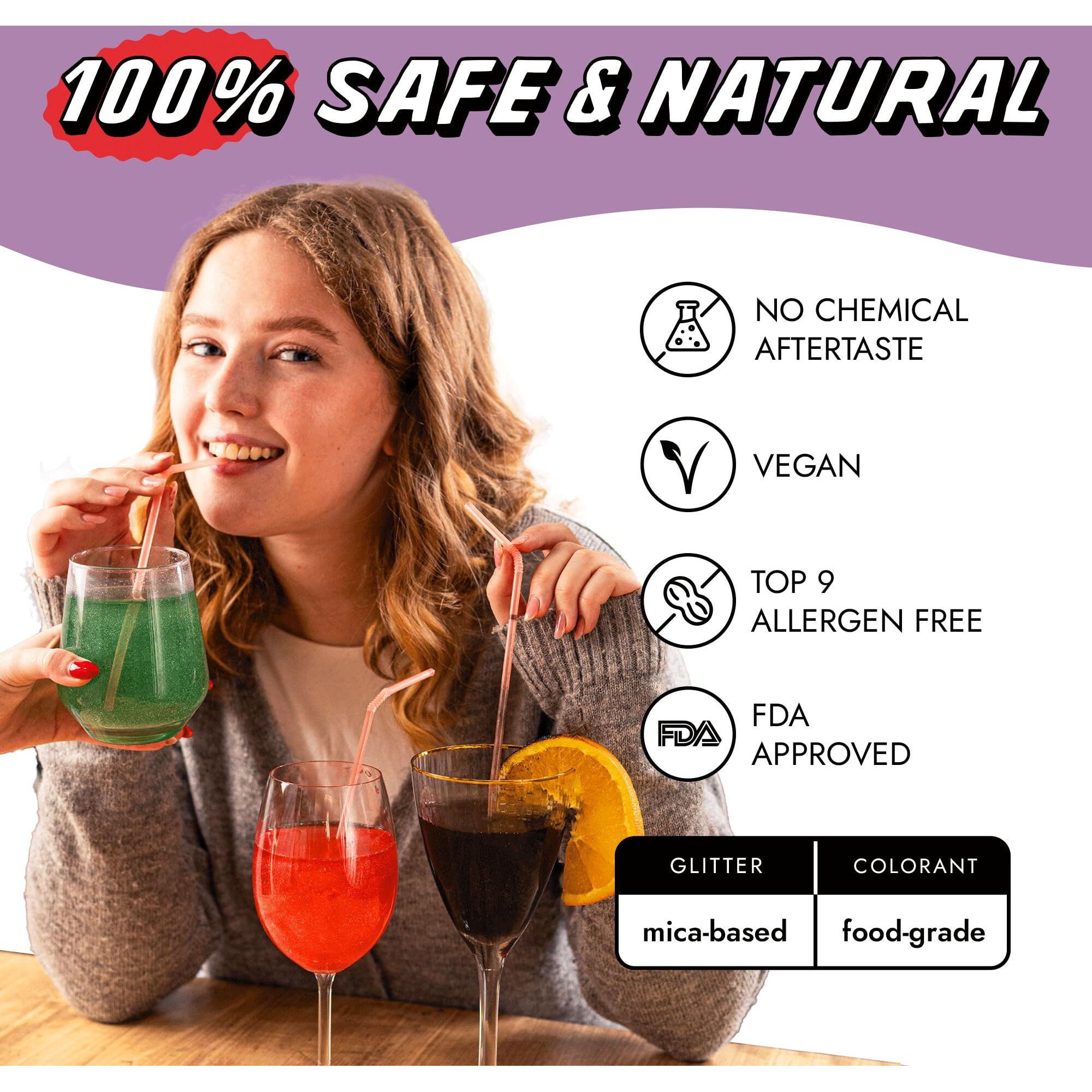 Mon  Gasque Purple Edible Glitter For Drinks Lavender 10G - Halloween Edible Glitter For Cocktails Purple - Edible Glitter Purple Food Coloring For Drinks - Edible Purple Glitter - Purple Drink Glitter